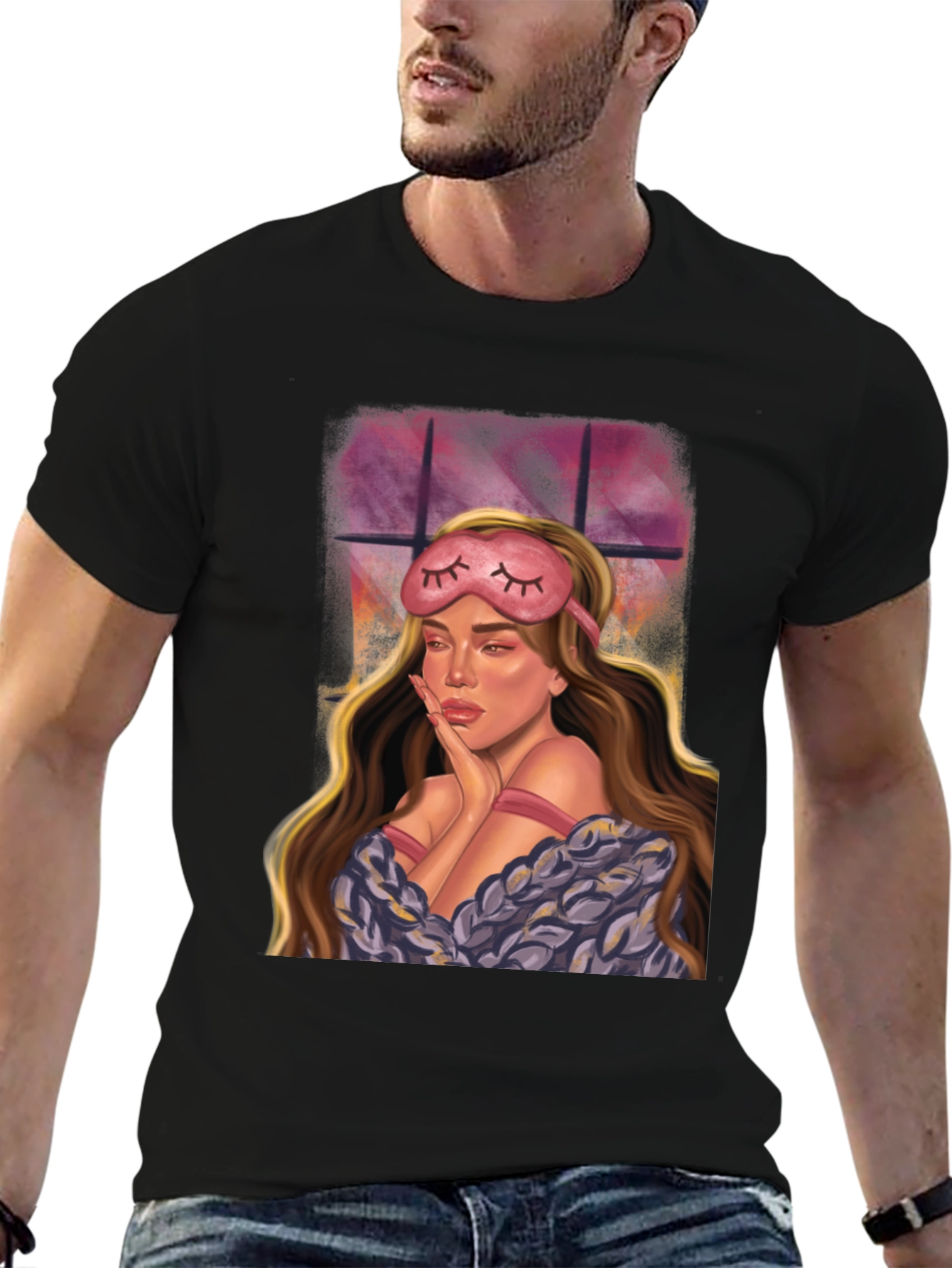 Woman With Sleep Mask Graphic Tee