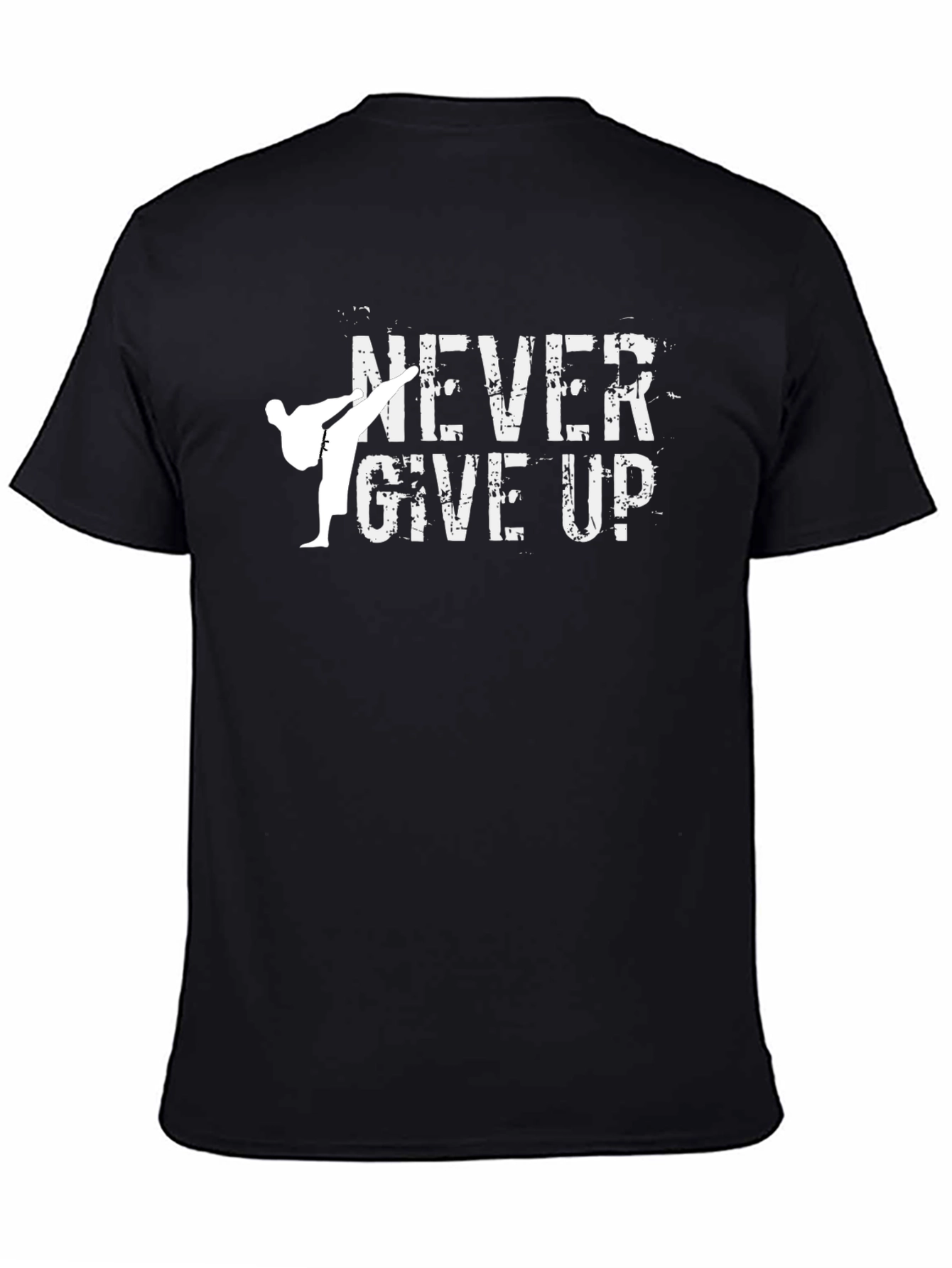 Never Give Up Karate Black T-Shirt