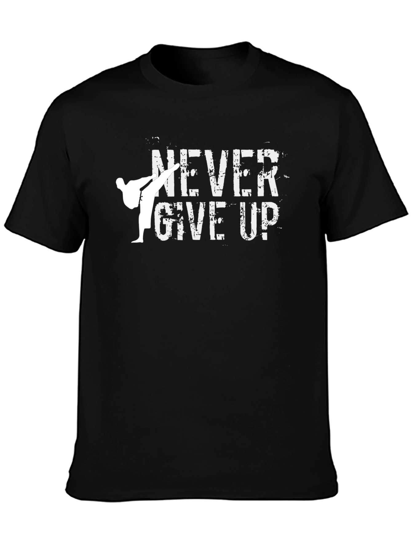 Never Give Up Karate Black T-Shirt