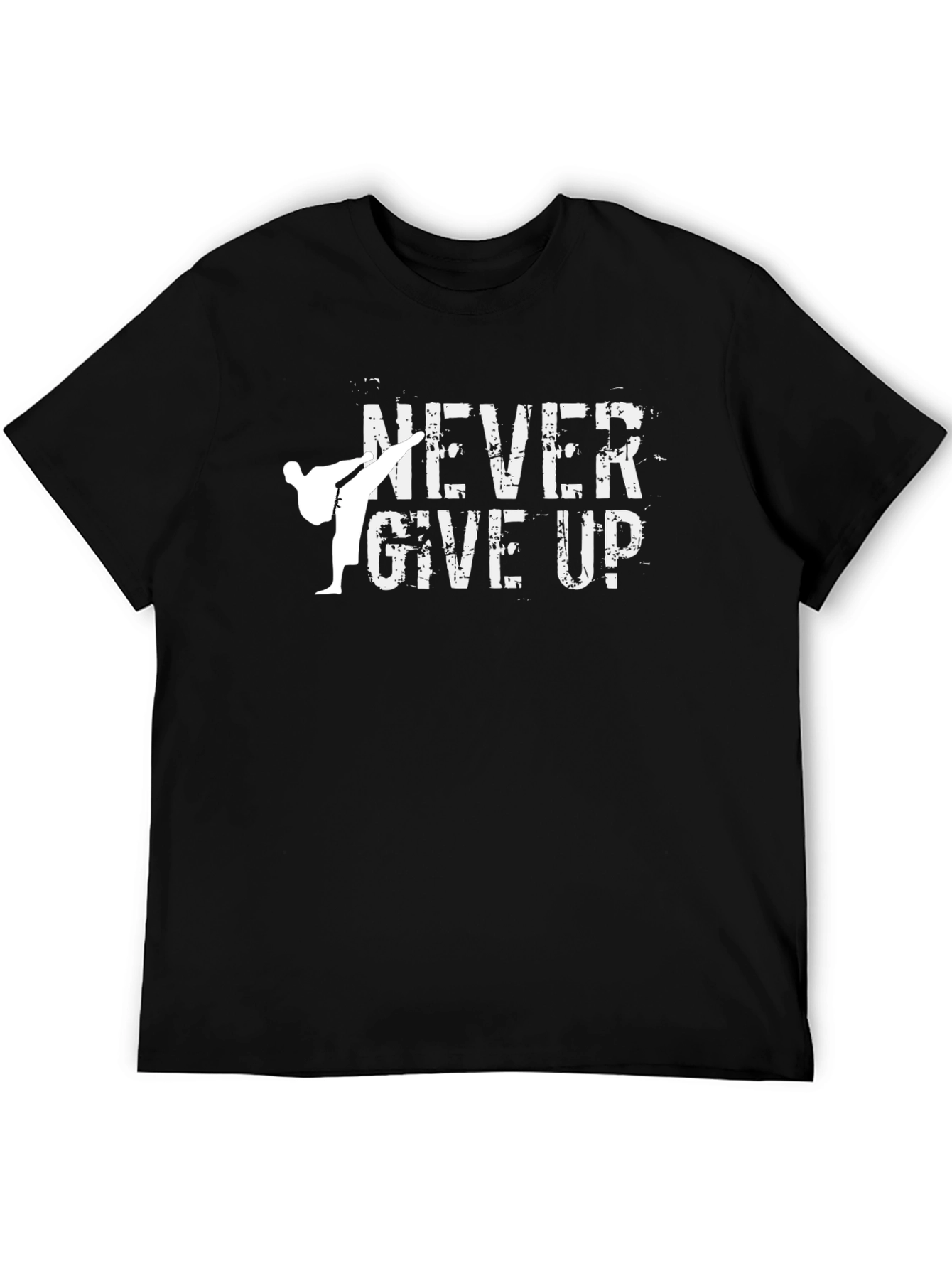 Never Give Up Karate Black T-Shirt
