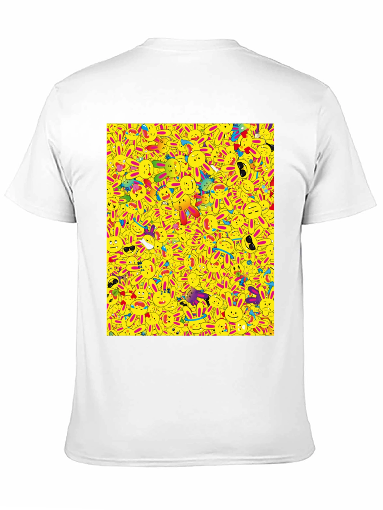 Novelty Cartoon Bunny Pattern Black T-Shirt