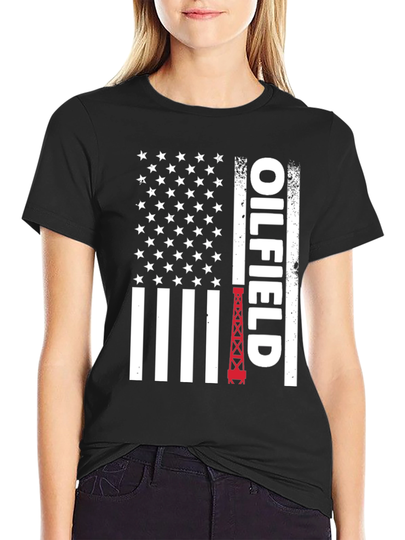 Oilfield American Flag Graphic T-Shirt
