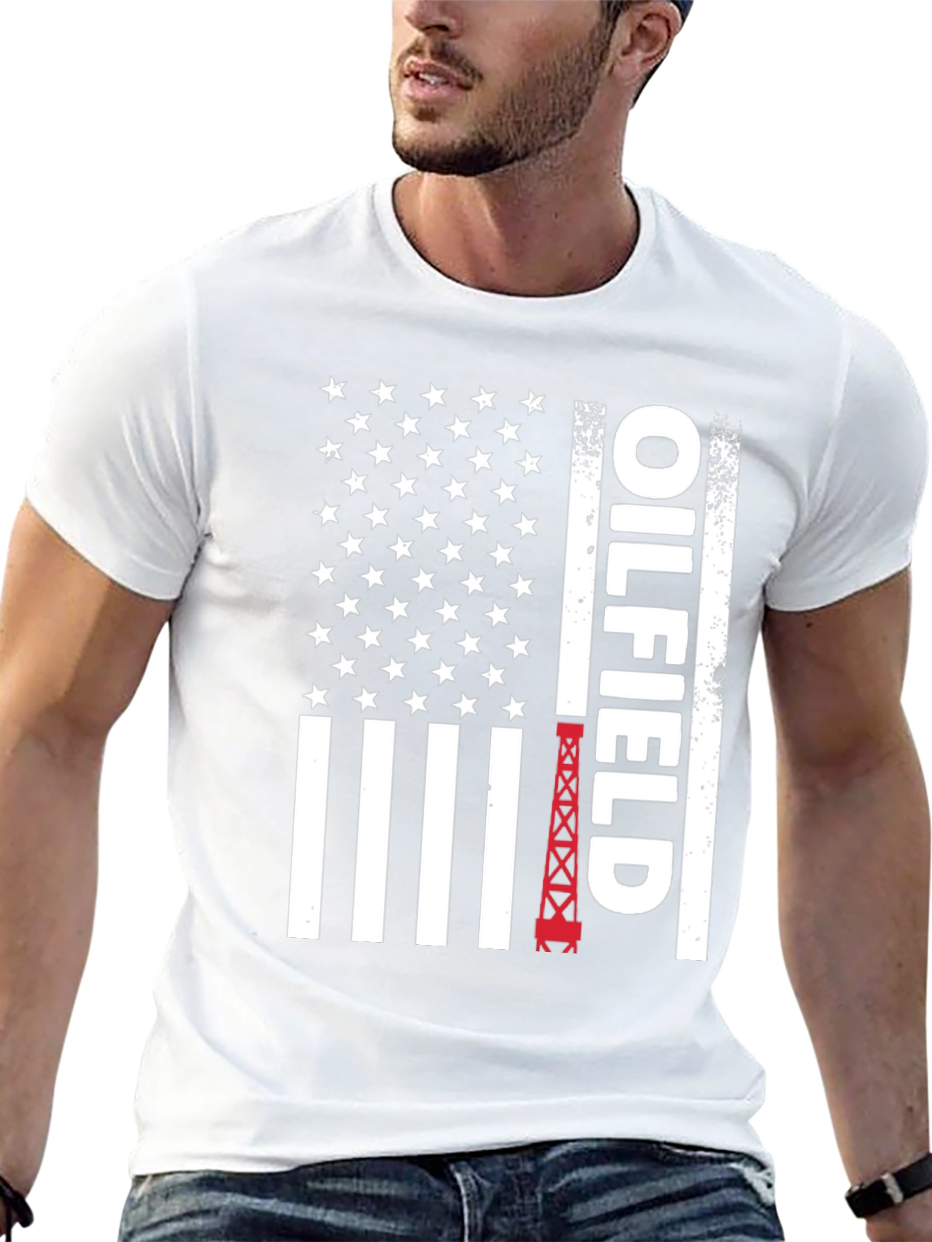 Oilfield American Flag Graphic T-Shirt