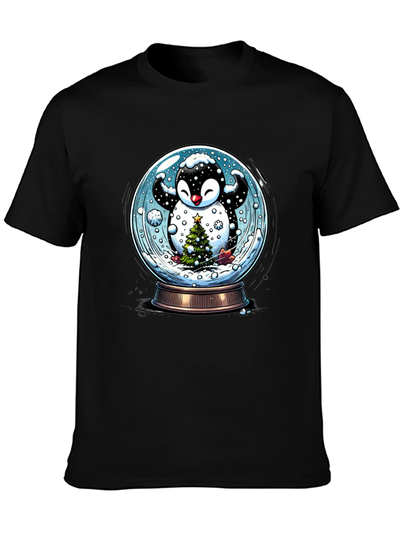 Festive Penguin Snow Globe Graphic Tee