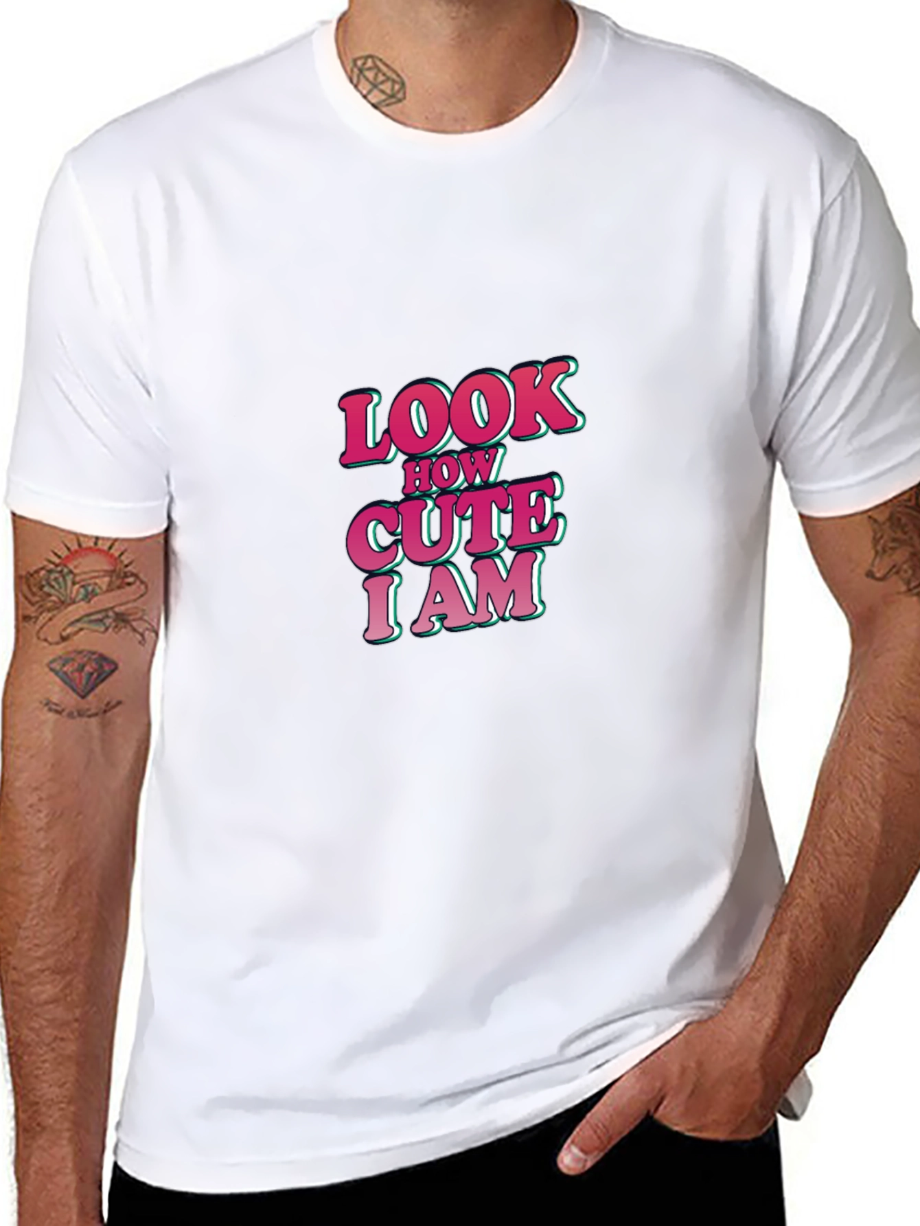 Look How Cute I am Black Graphic T-Shirt