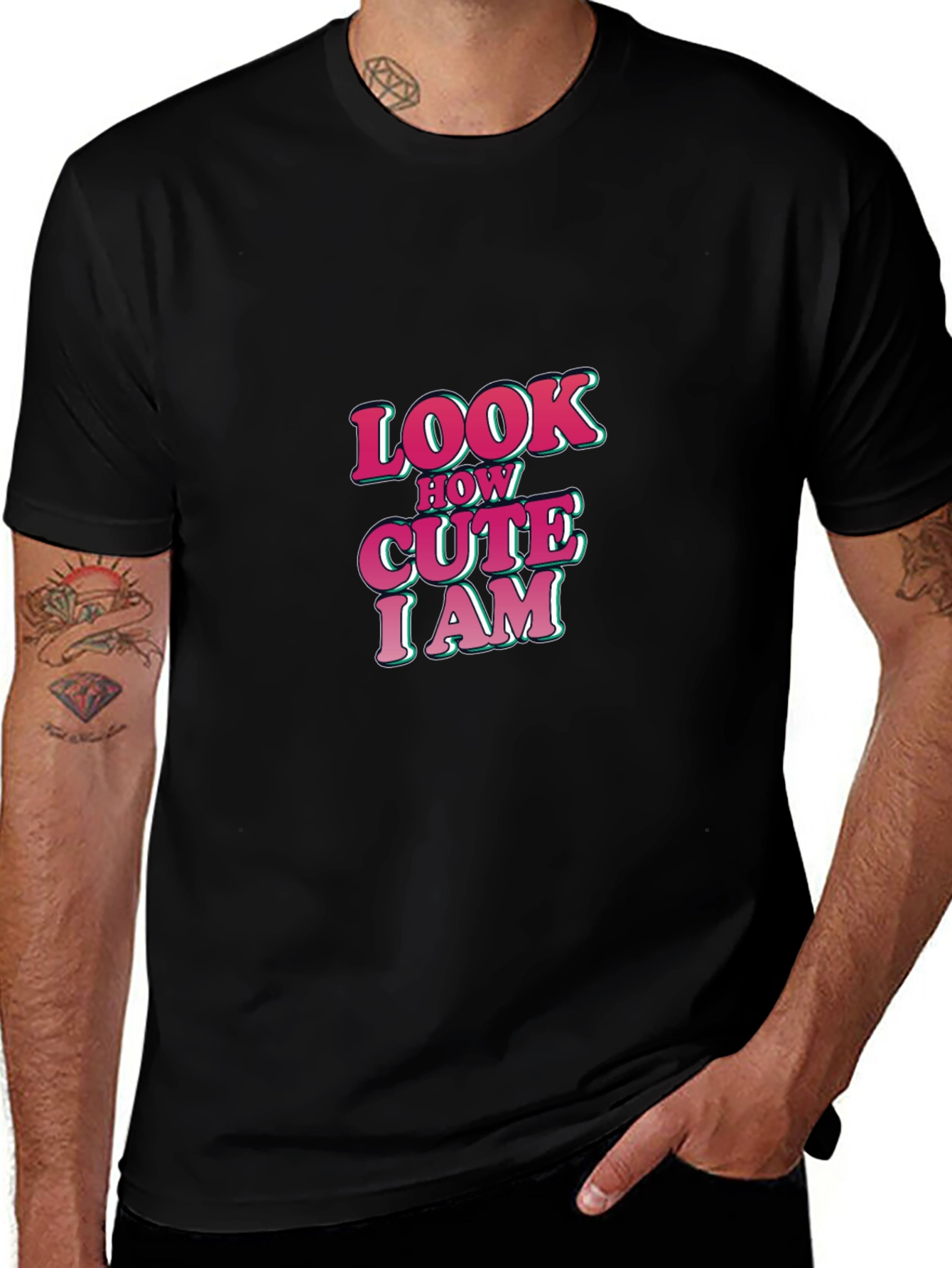 Look How Cute I am Black Graphic T-Shirt