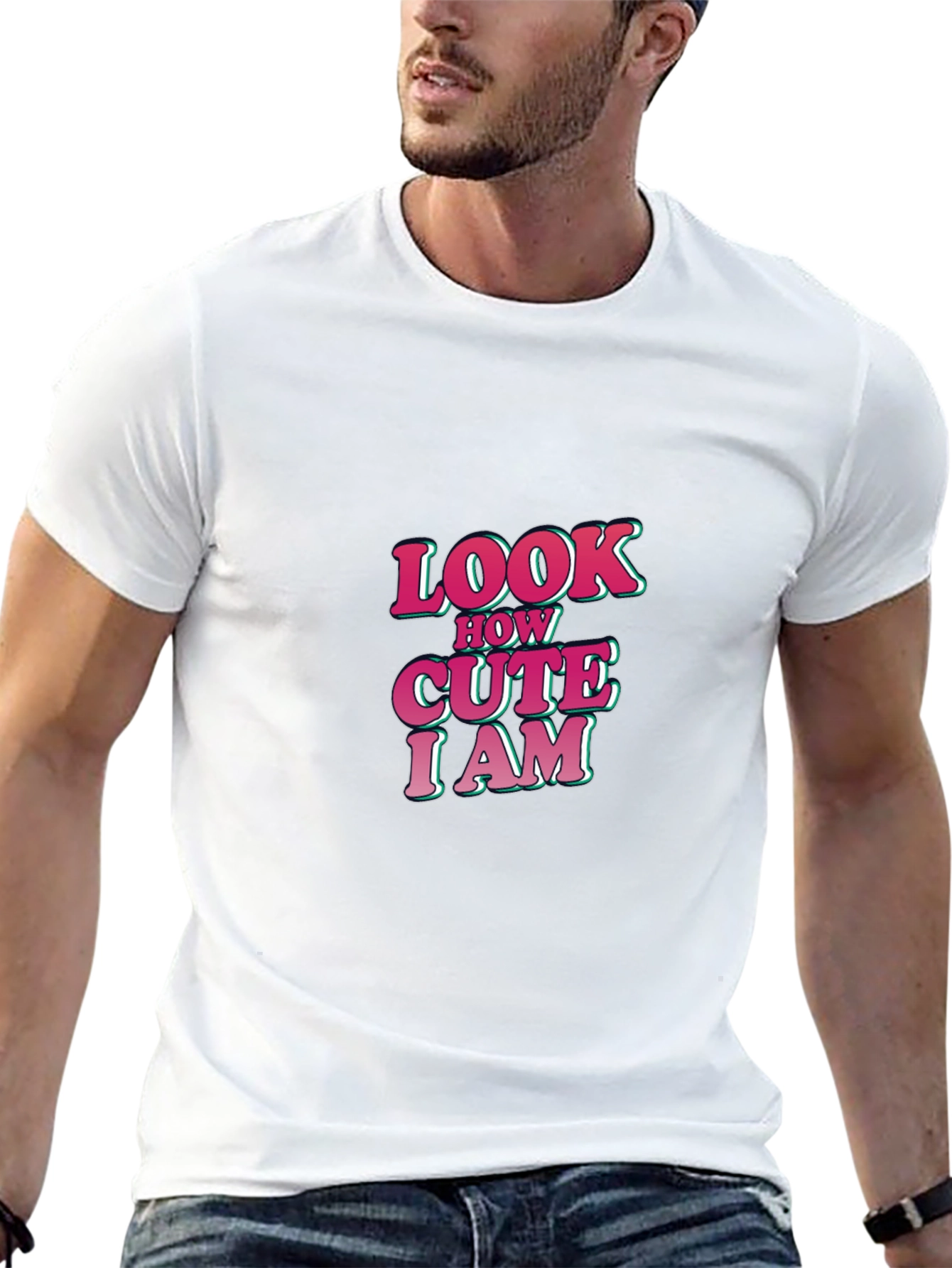 Look How Cute I am Black Graphic T-Shirt