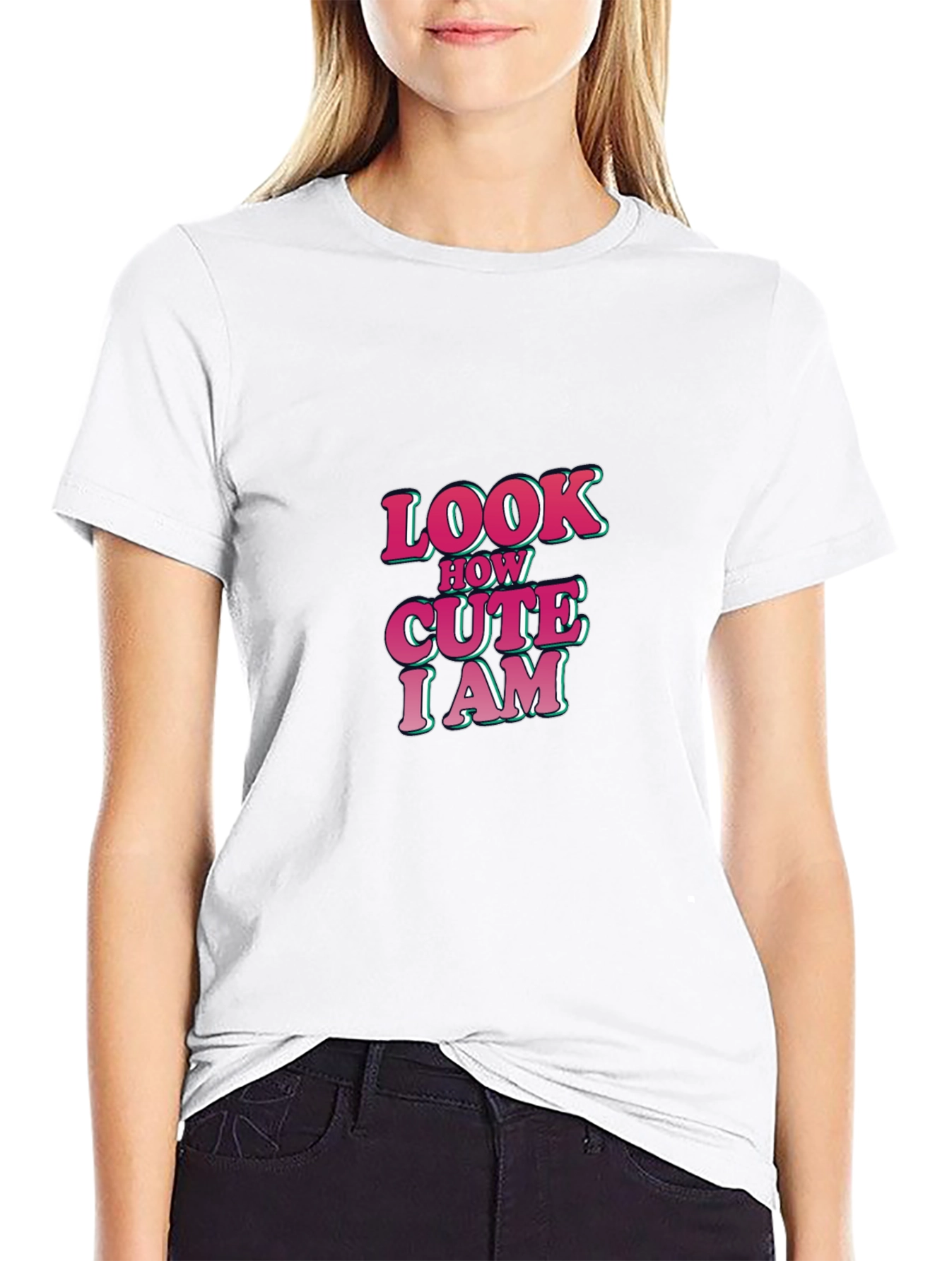Look How Cute I am Black Graphic T-Shirt