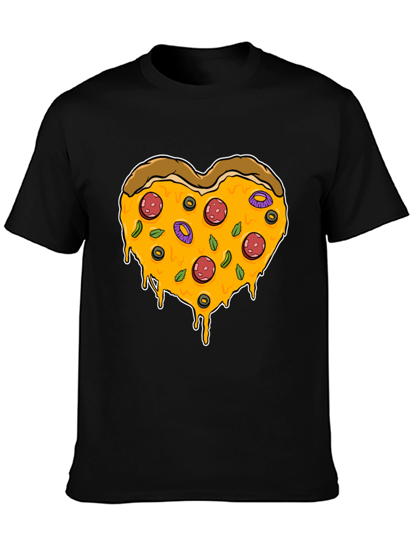 Pizza Heart Graphic T-Shirt - Novelty Tee