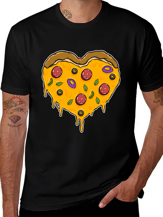 Pizza Heart Graphic T-Shirt - Novelty Tee