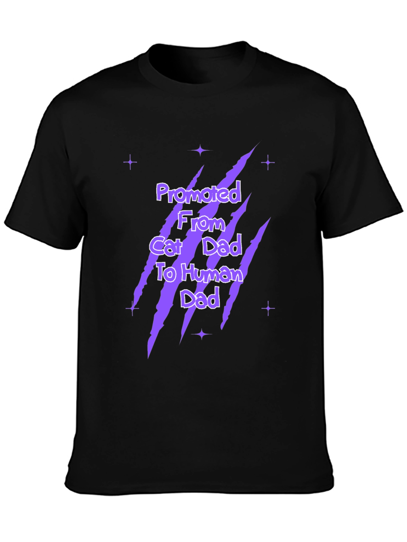 Promoted Cat Dad To Human Dad Black Graphic T-Shirt