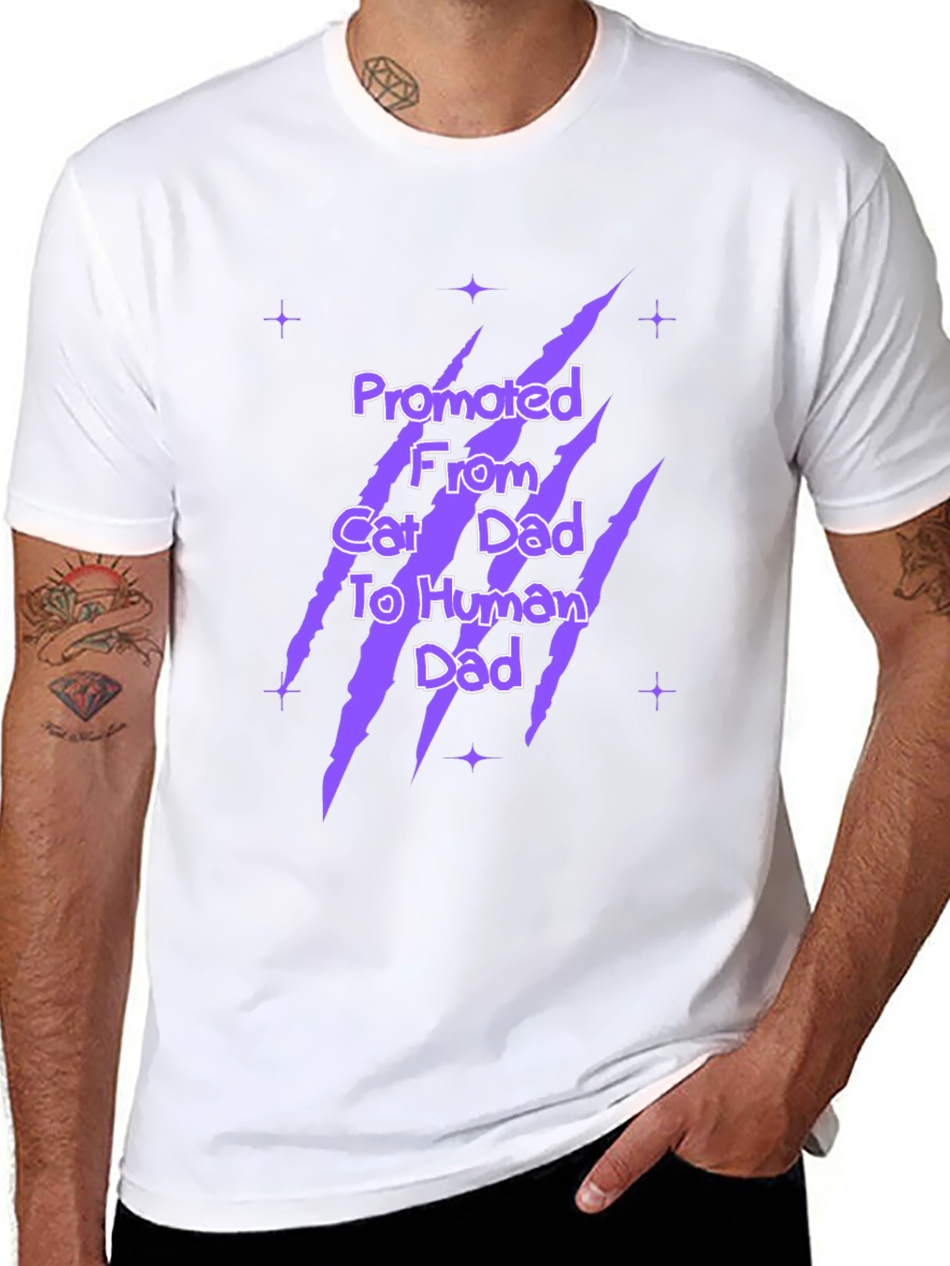 Promoted Cat Dad To Human Dad Black Graphic T-Shirt