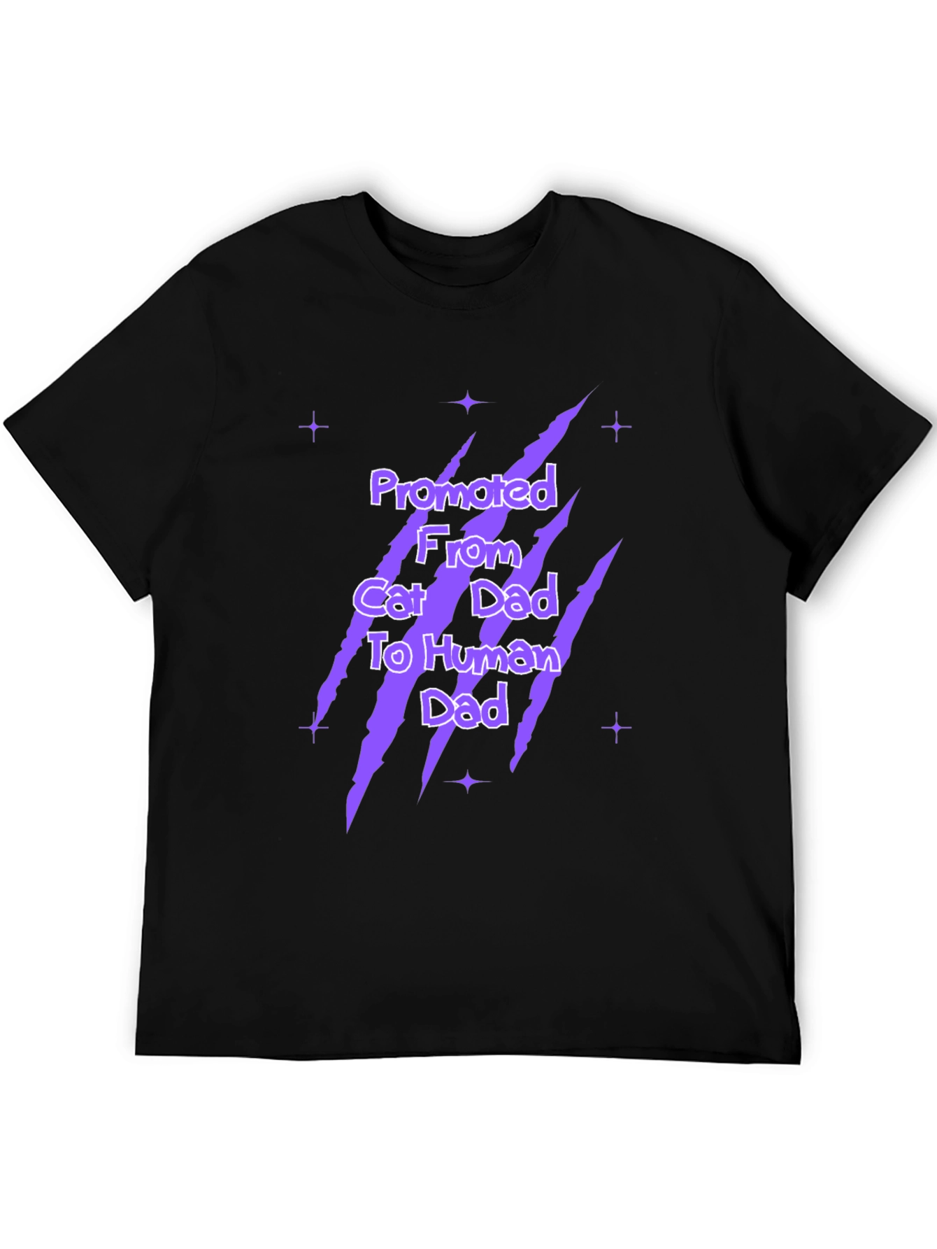 Promoted Cat Dad To Human Dad Black Graphic T-Shirt