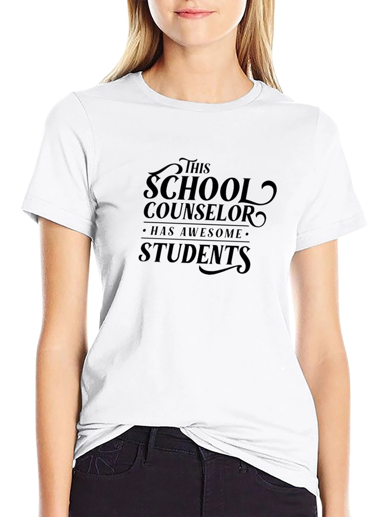 School Counselor Awesome Students Black T-Shirt