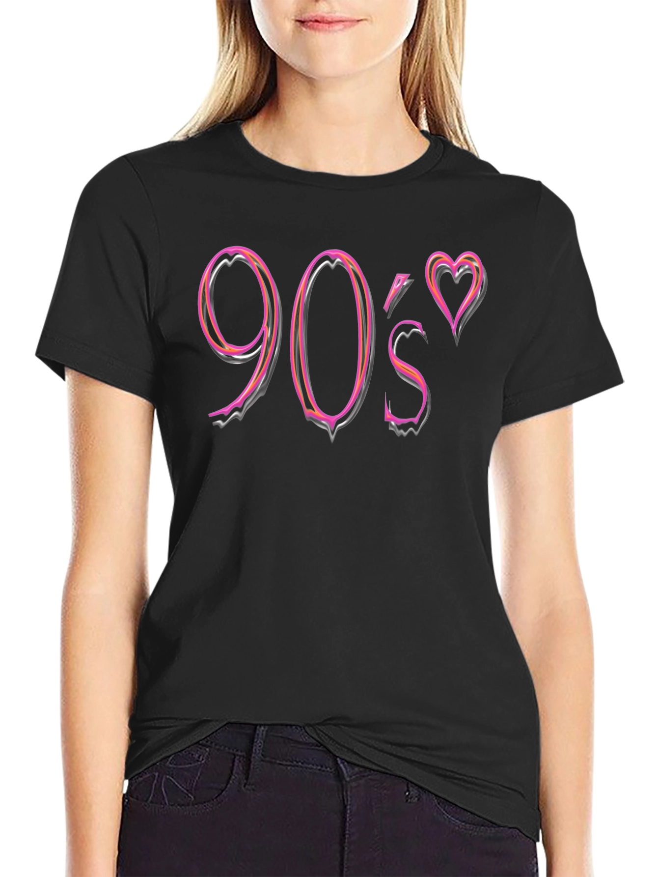 90s Heart Graphic Tee - Retro Nostalgia