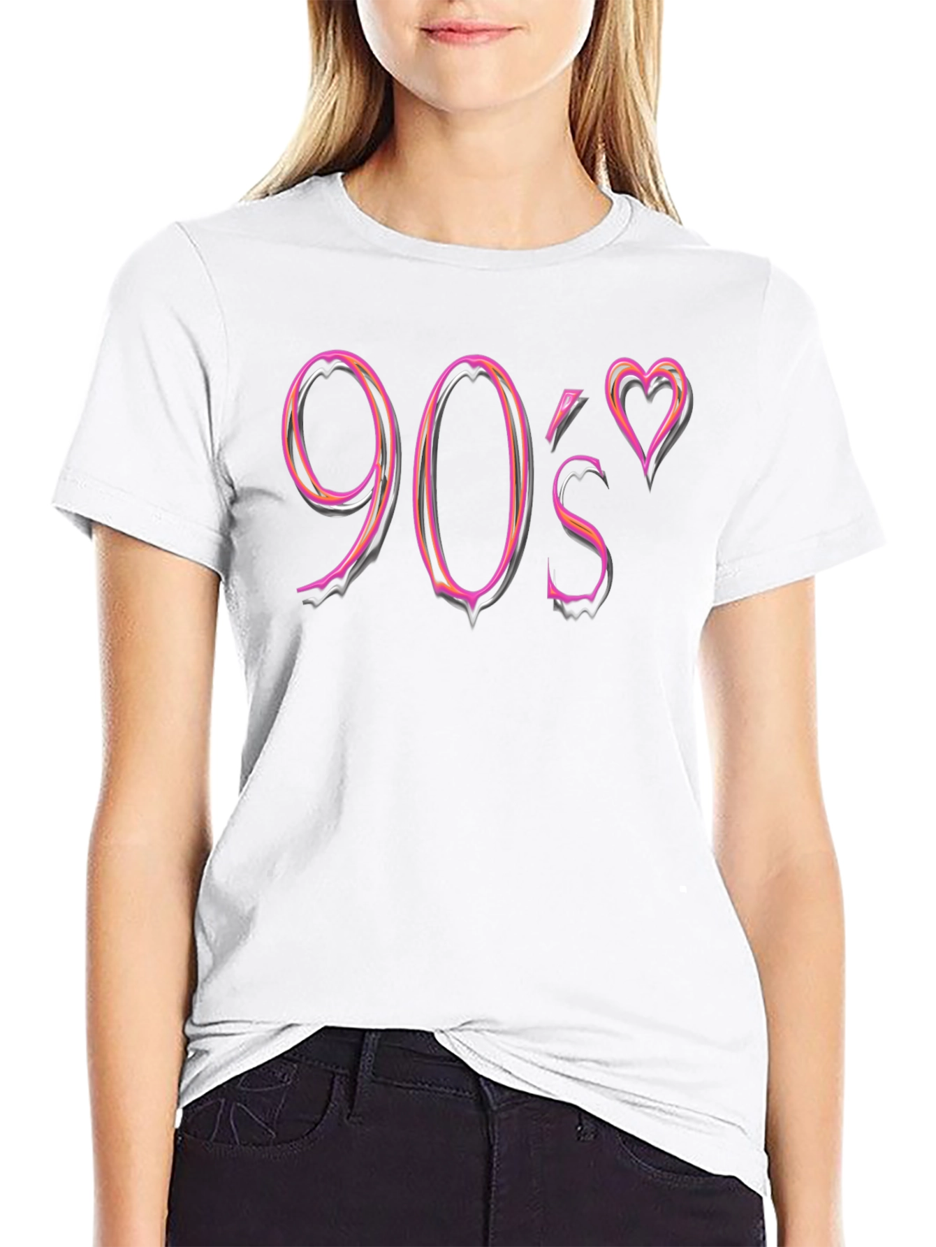 90s Heart Graphic Tee - Retro Nostalgia