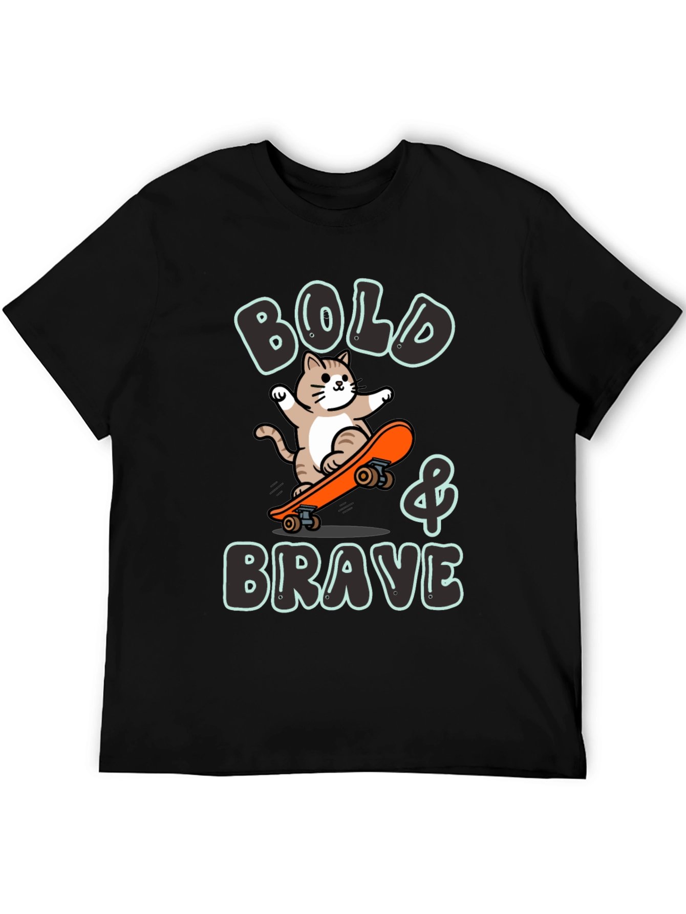 Bold & Brave Cat Skateboard Graphic Tee