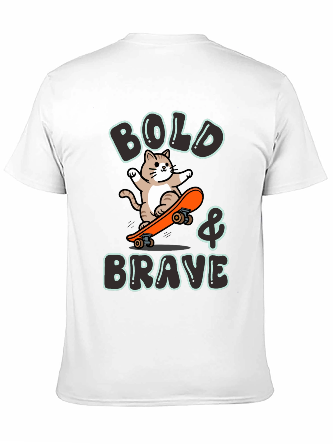 Bold & Brave Cat Skateboard Graphic Tee