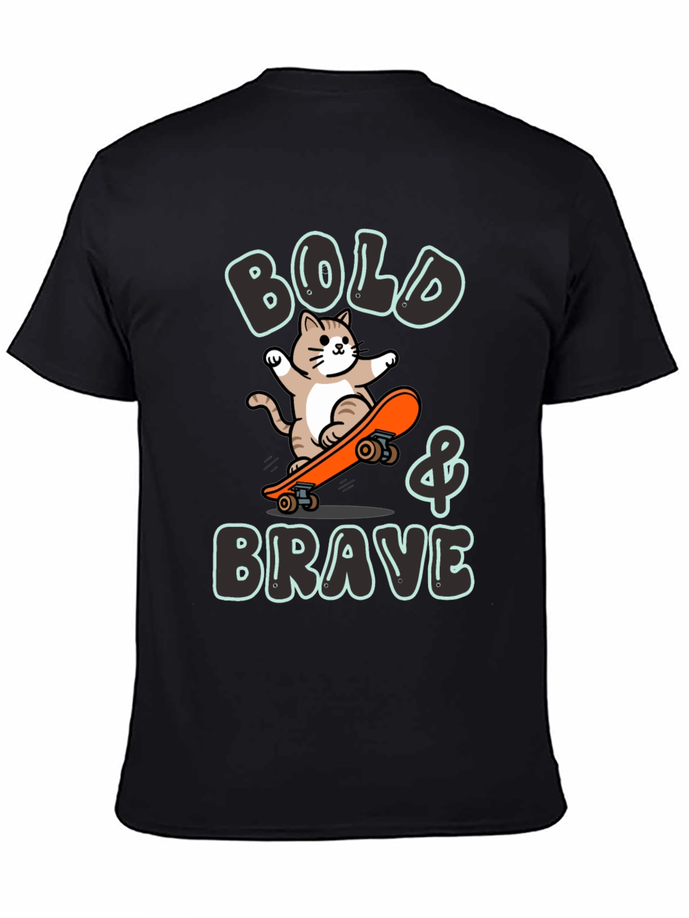 Bold & Brave Cat Skateboard Graphic Tee