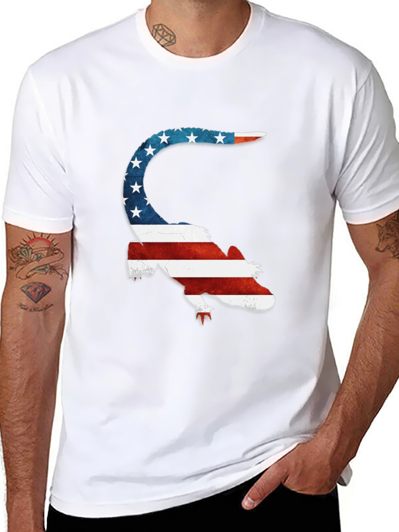 Patriotic Lizard Tee - USA Flag Graphic T-Shirt