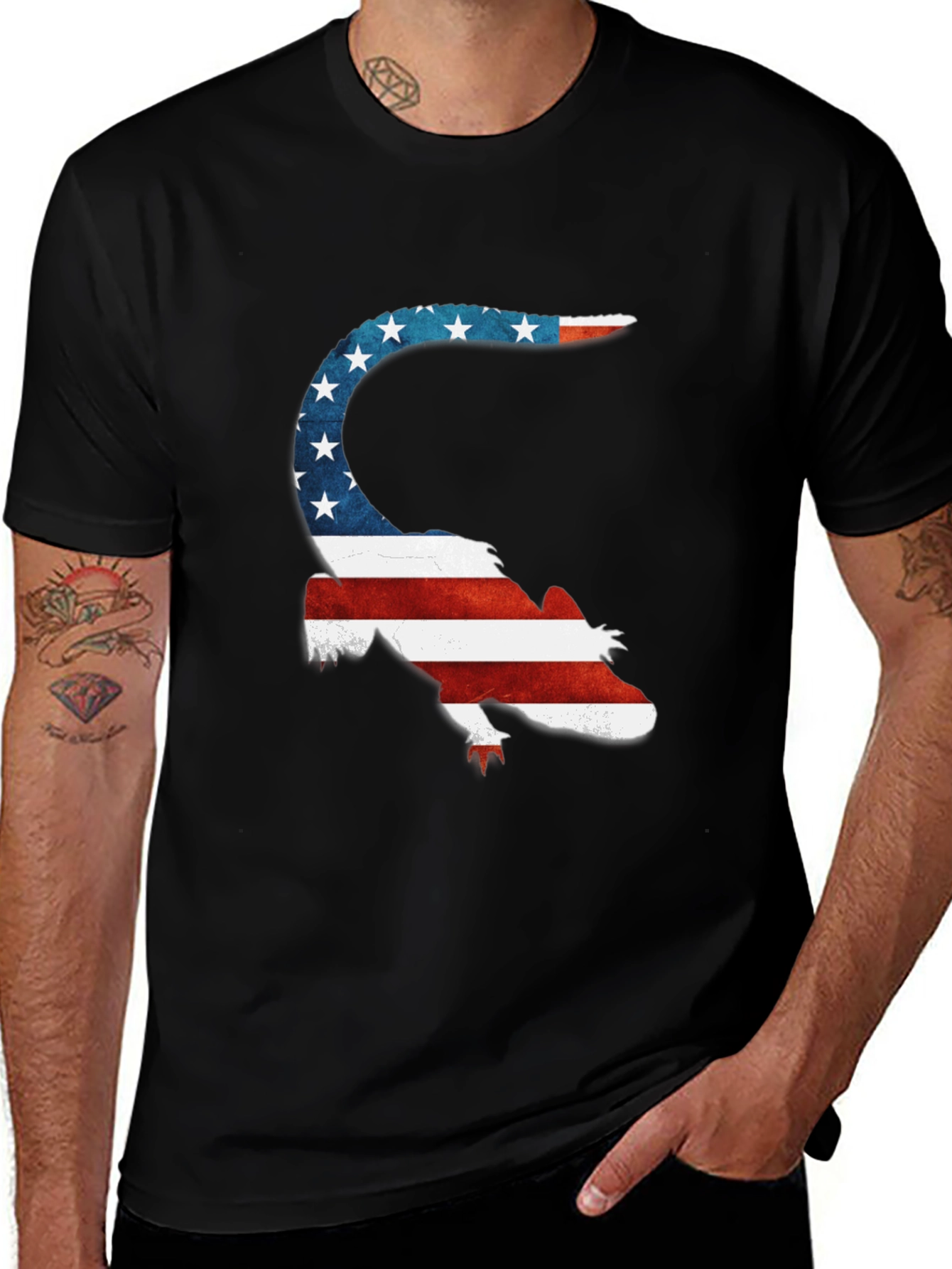 Patriotic Lizard Tee - USA Flag Graphic T-Shirt
