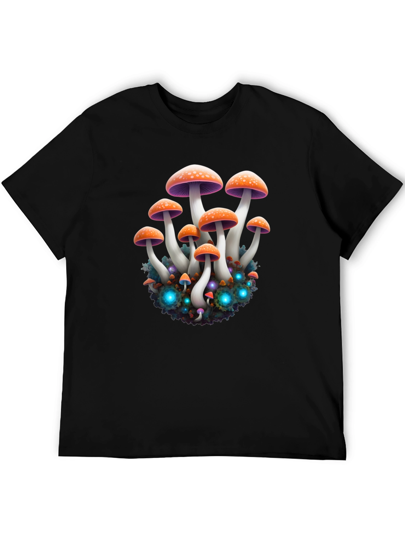 Mushroom Graphic Black T-Shirt - Psychedelic Print