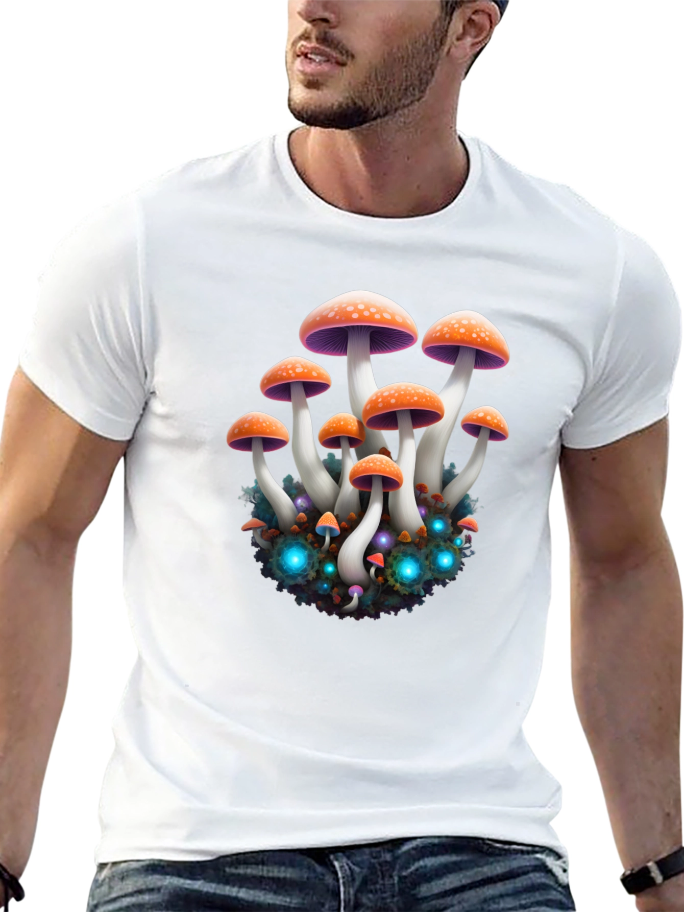 Mushroom Graphic Black T-Shirt - Psychedelic Print