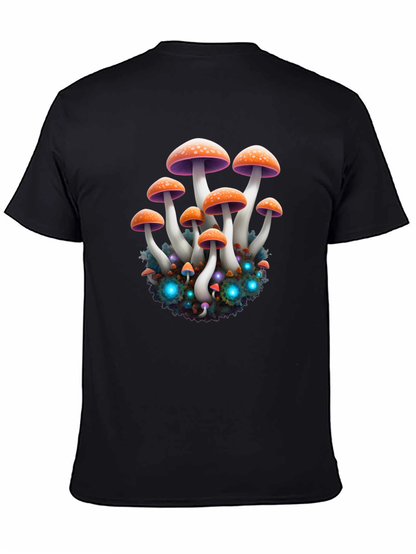 Mushroom Graphic Black T-Shirt - Psychedelic Print