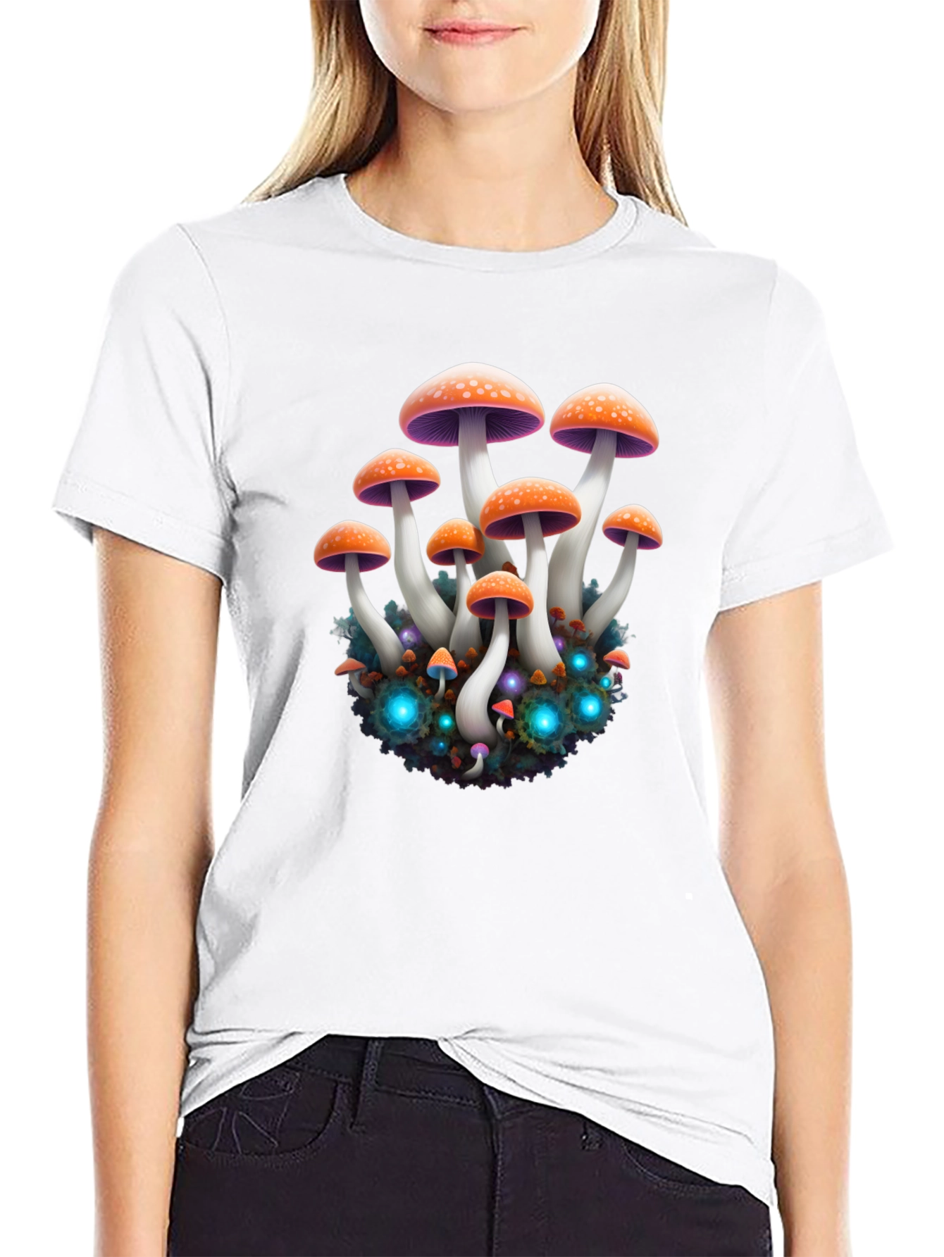 Mushroom Graphic Black T-Shirt - Psychedelic Print