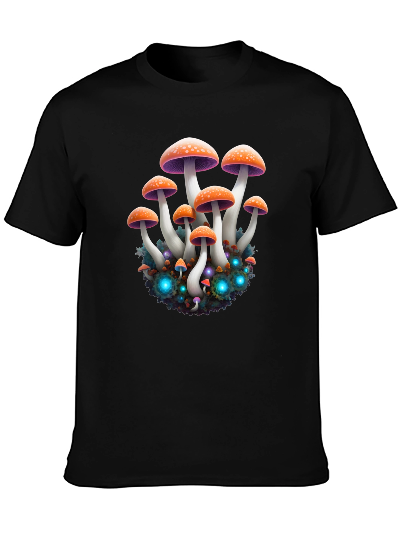 Mushroom Graphic Black T-Shirt - Psychedelic Print