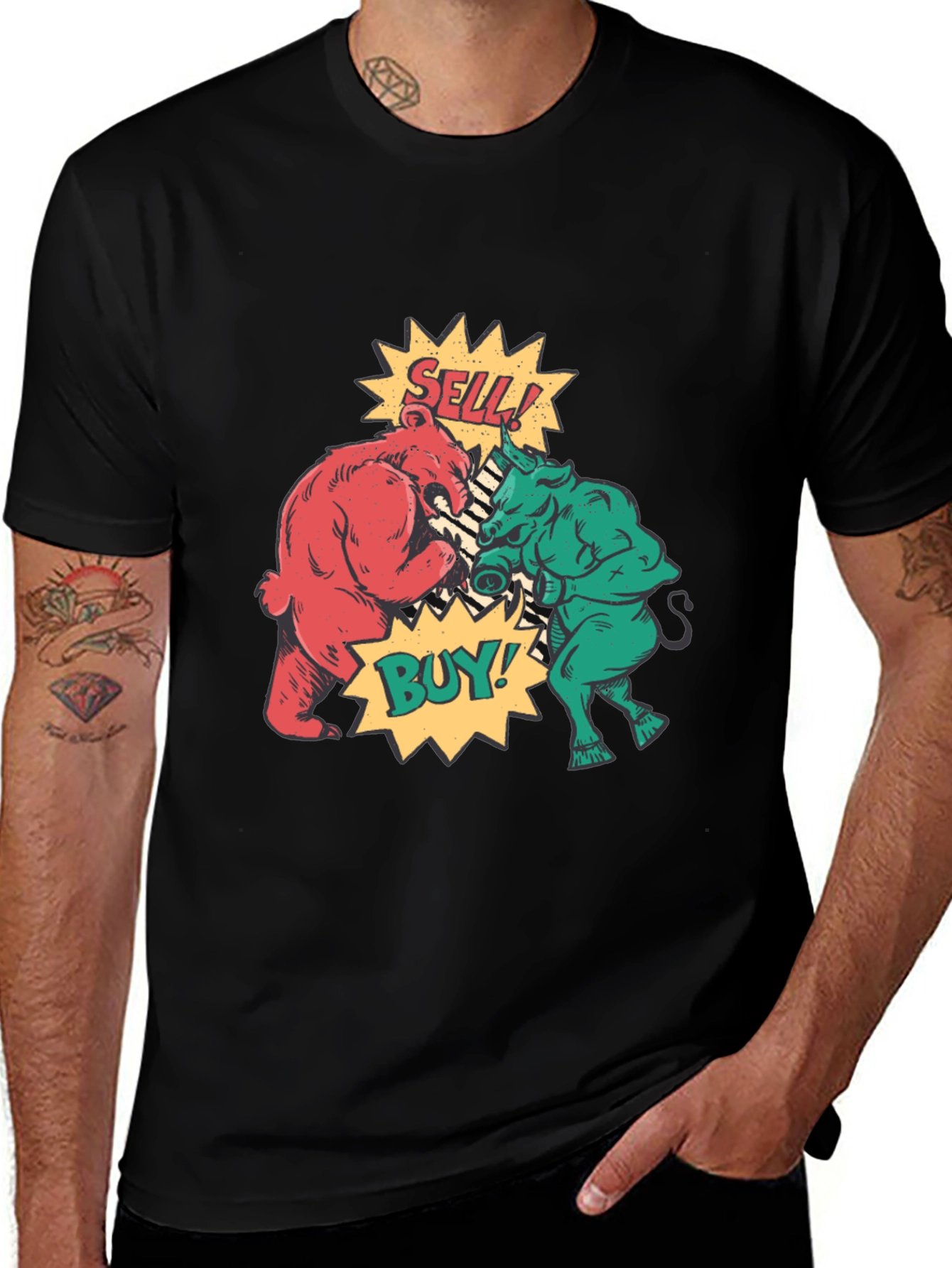 Stock Market Bull vs Bear Graphic Tee