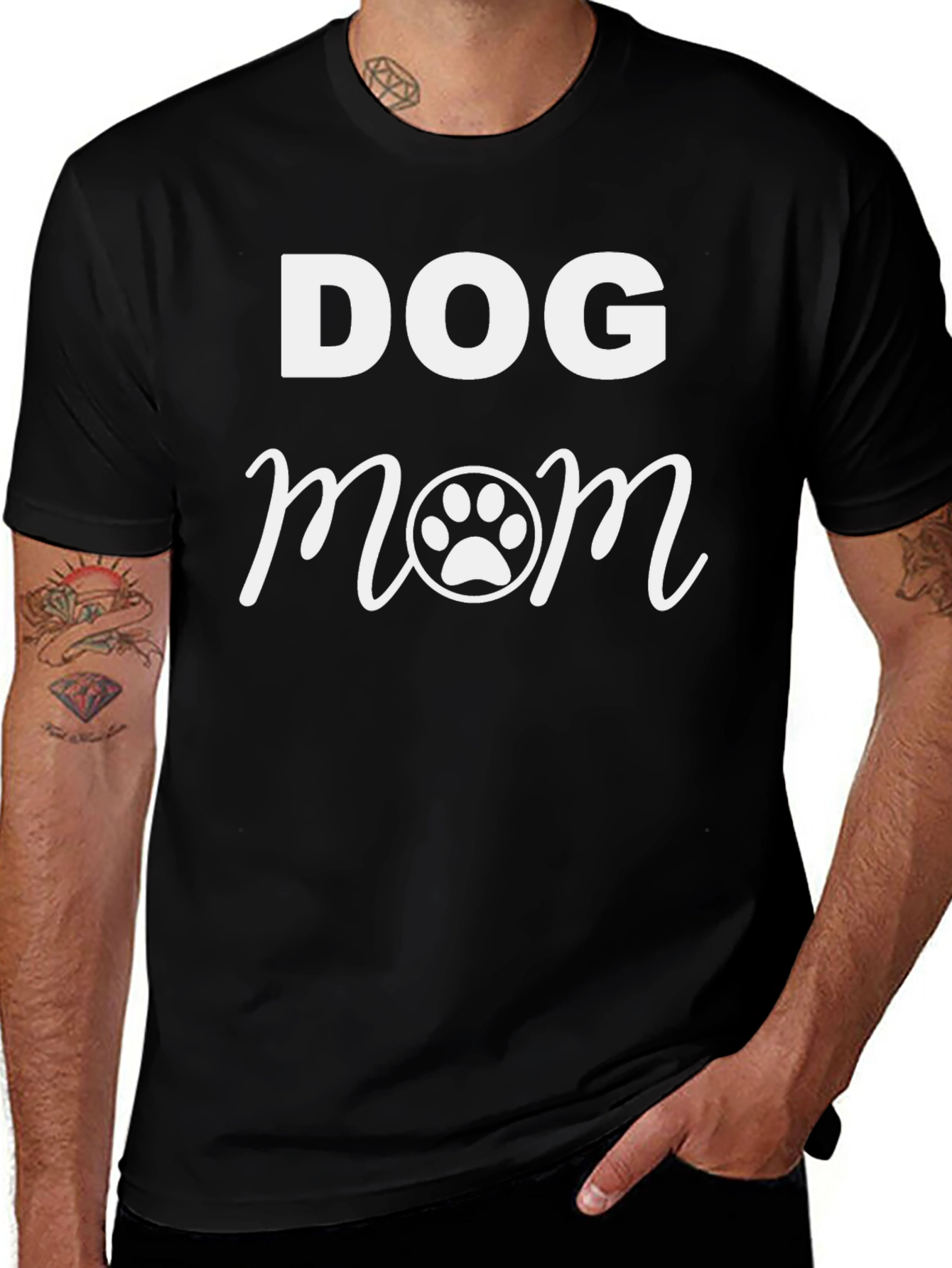 Dog Mom Graphic T-Shirt - Black