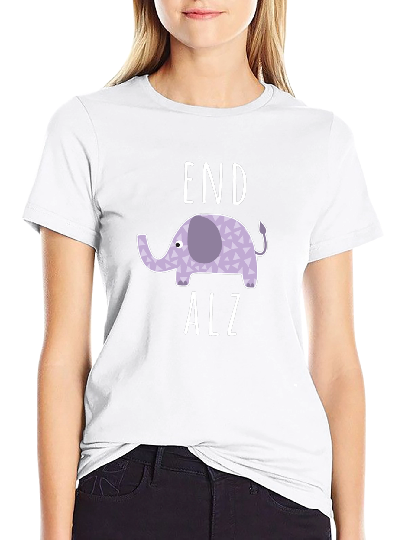 End Alz Elephant T-Shirt - Black