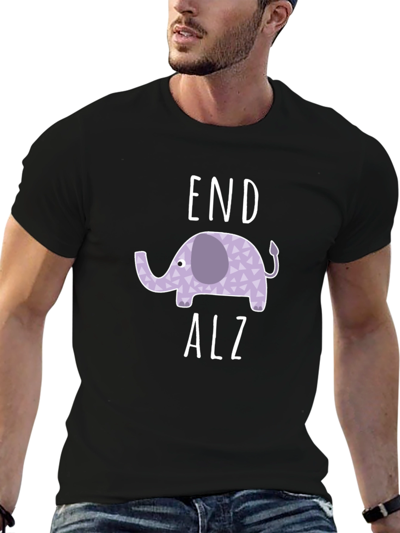End Alz Elephant T-Shirt - Black