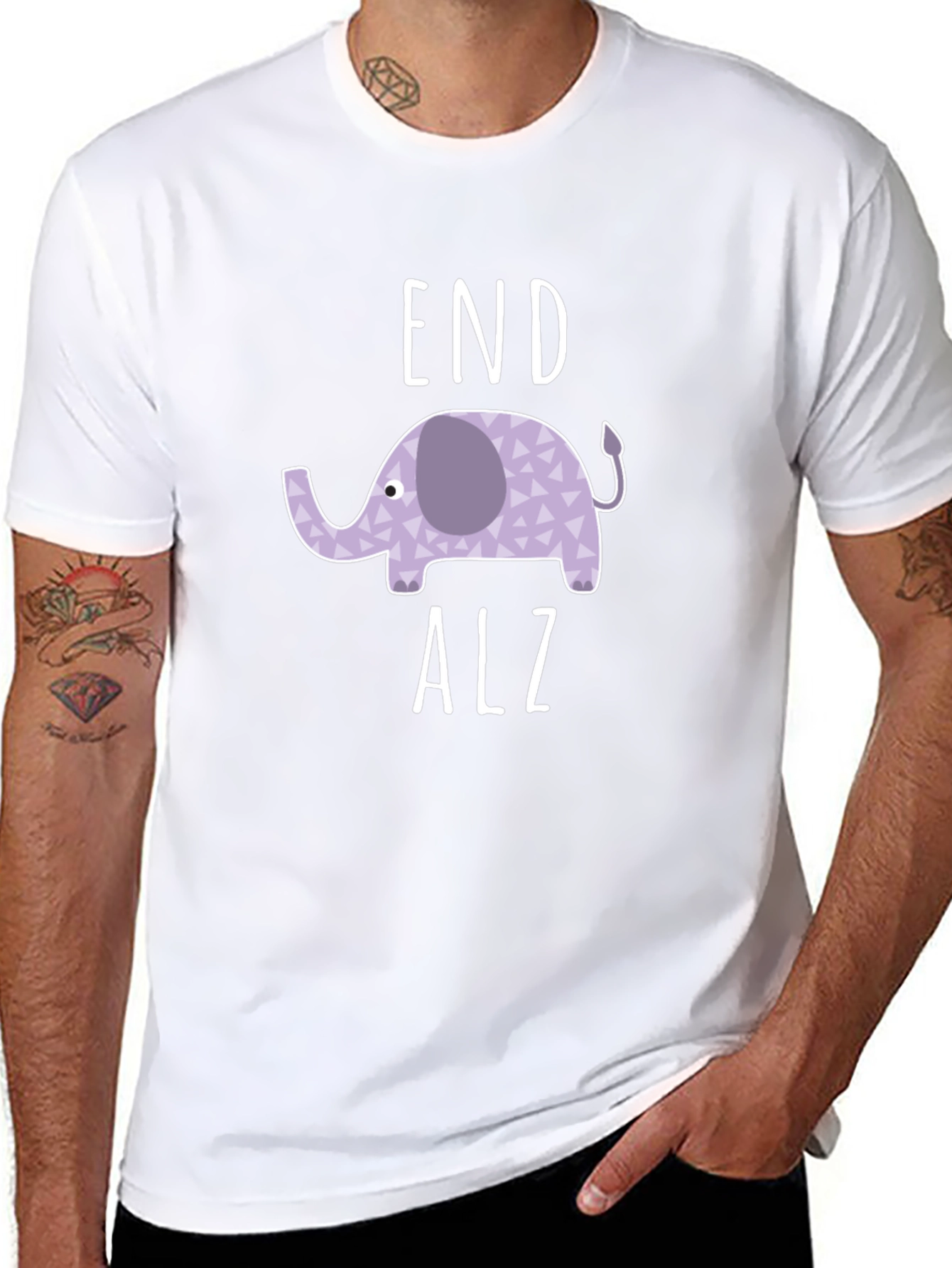 End Alz Elephant T-Shirt - Black