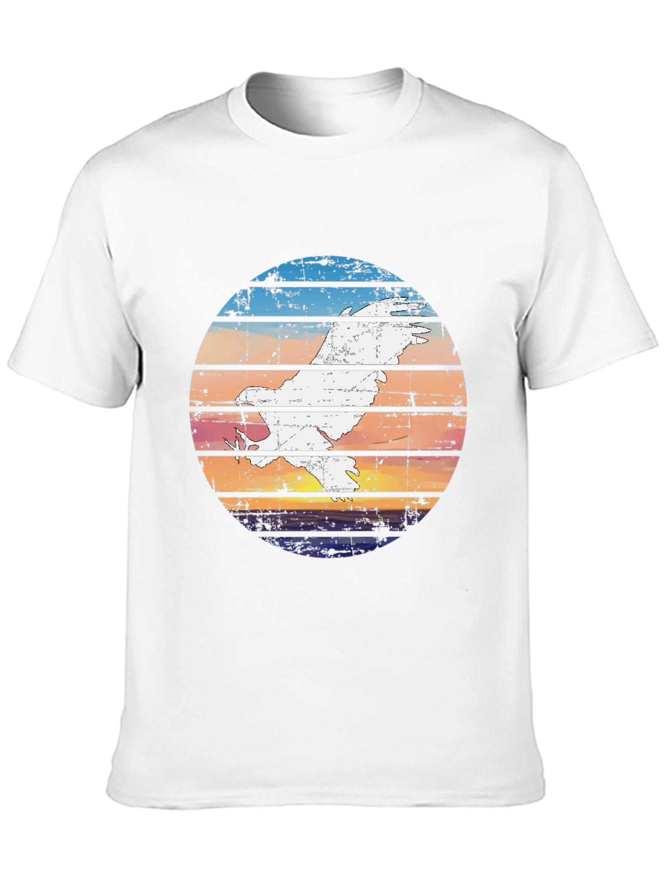 Retro Sunset Bird Graphic Tee - Black