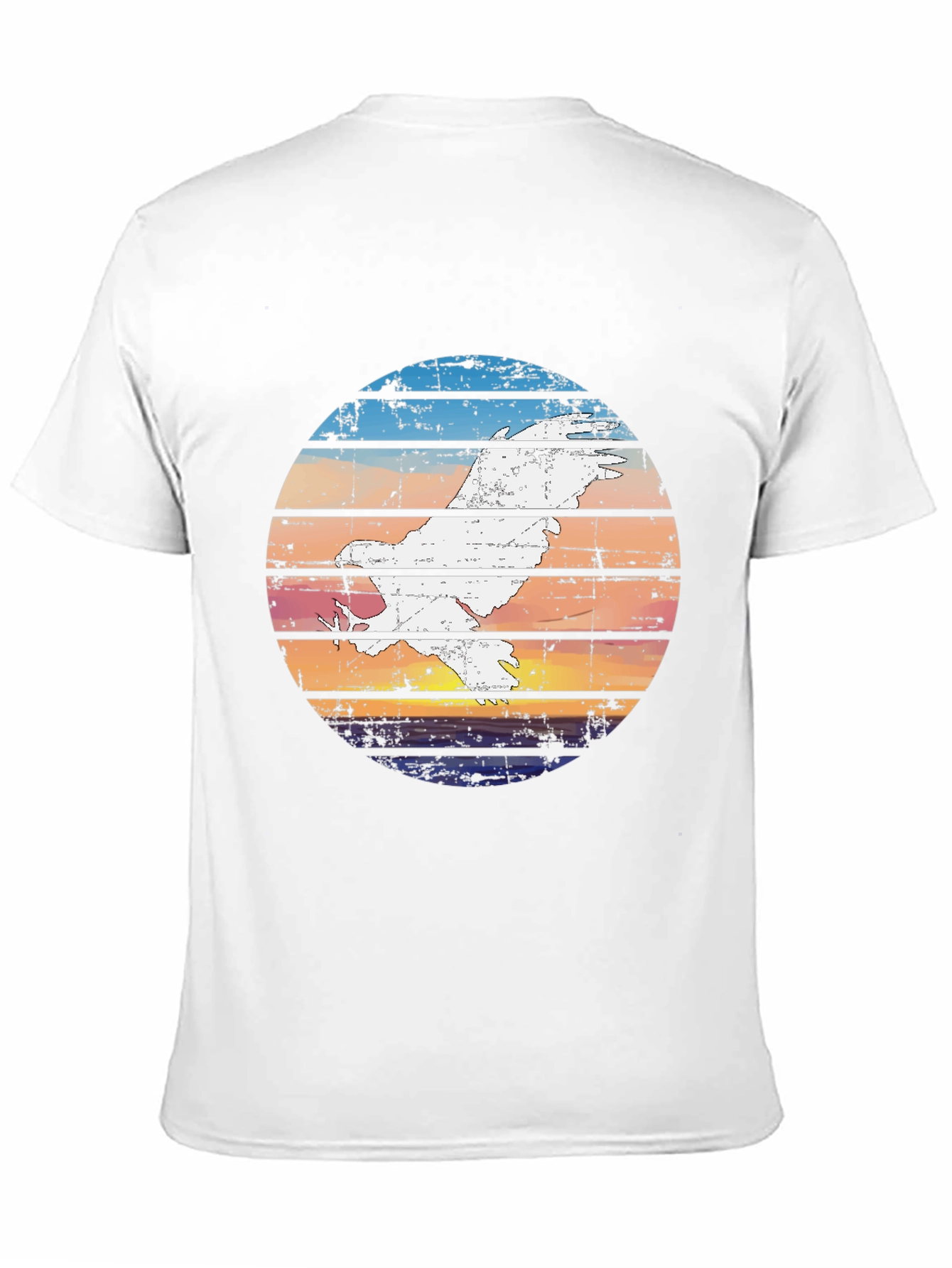 Retro Sunset Bird Graphic Tee - Black