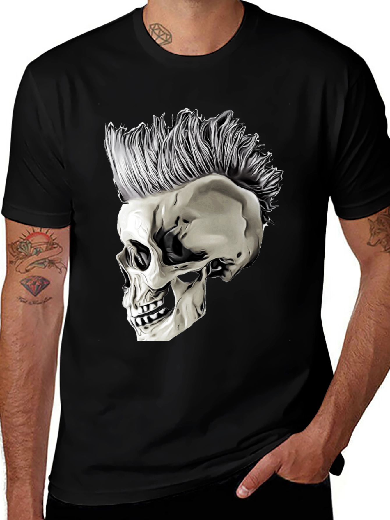 Skull with Mohawk Graphic T-Shirt