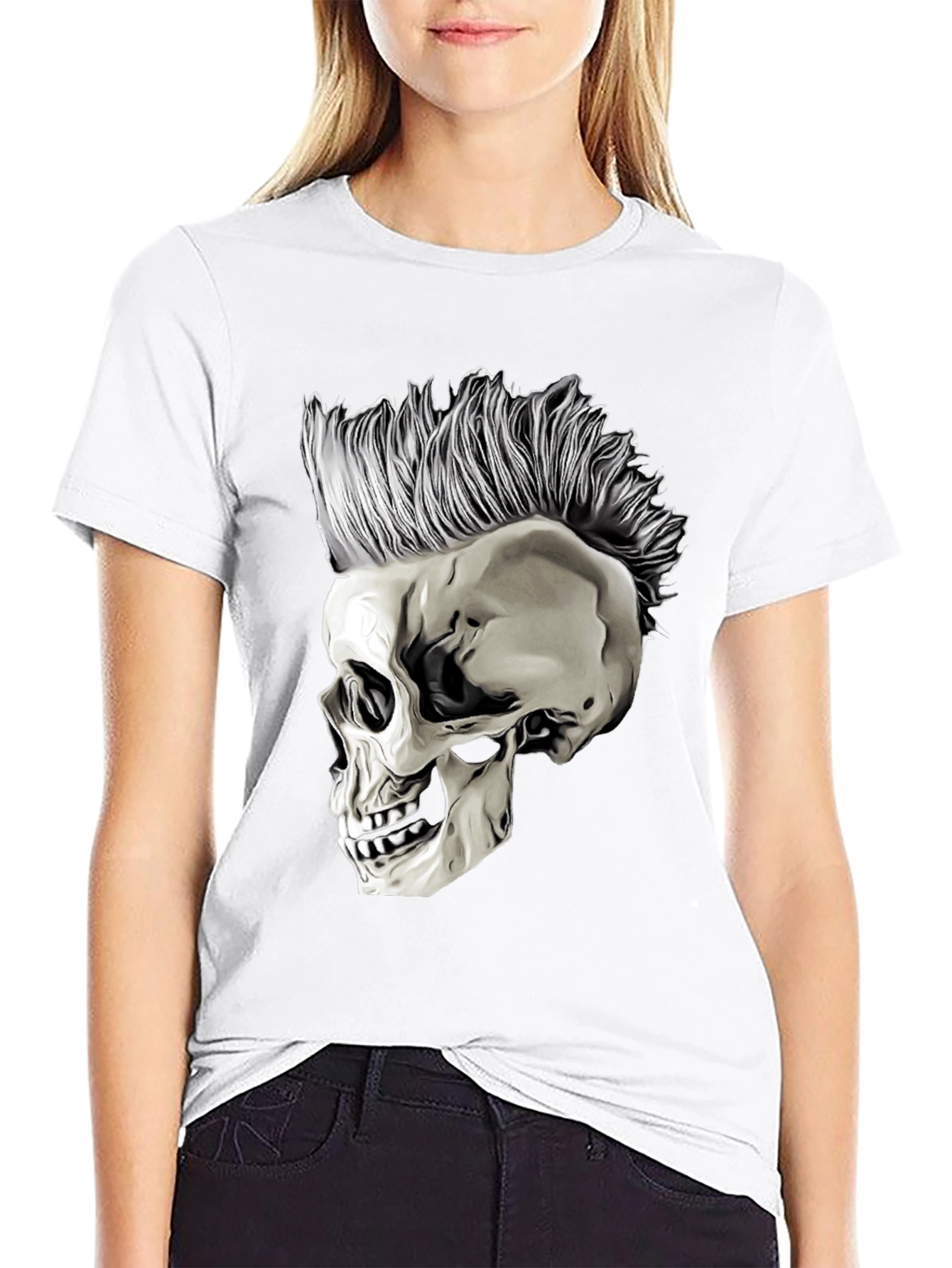 Skull with Mohawk Graphic T-Shirt