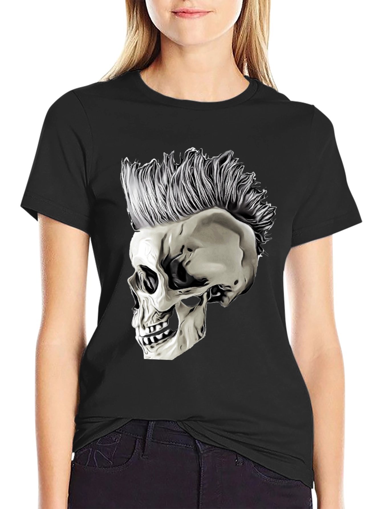 Skull with Mohawk Graphic T-Shirt
