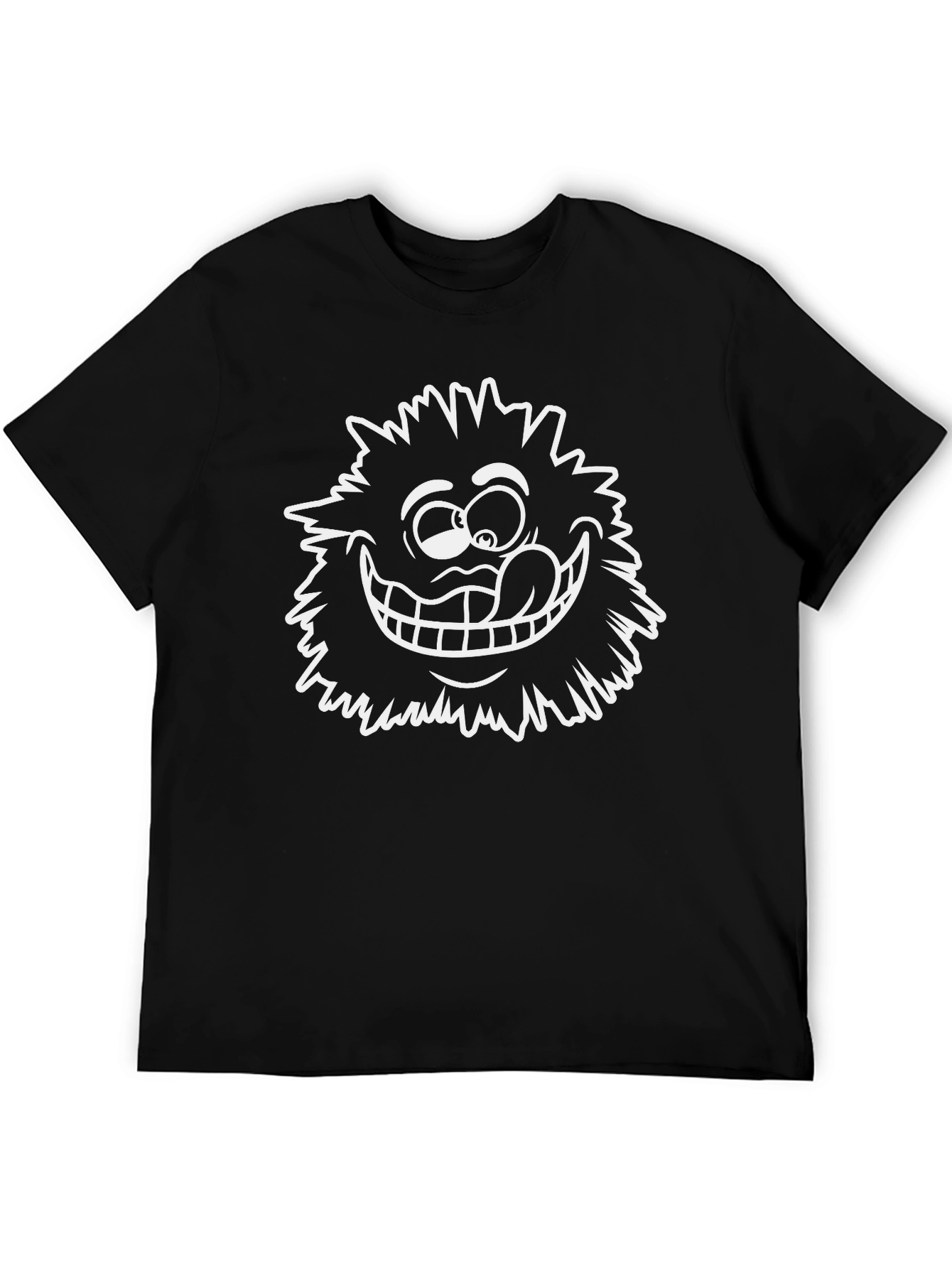 Funny Cartoon Face Graphic Tee - Black