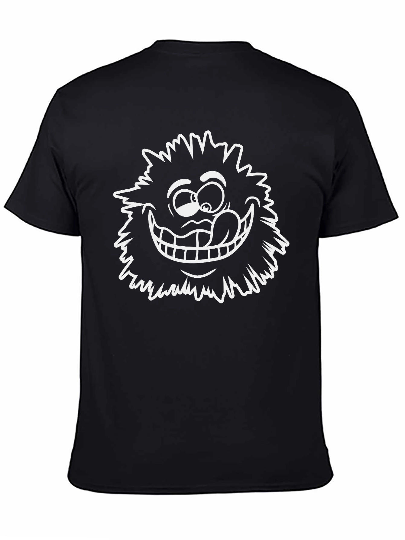 Funny Cartoon Face Graphic Tee - Black
