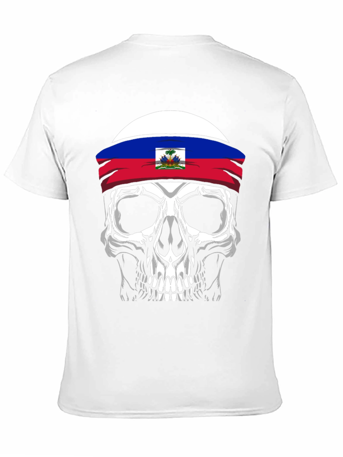 Haiti Flag Skull Graphic Tee - Mens Black T-Shirt