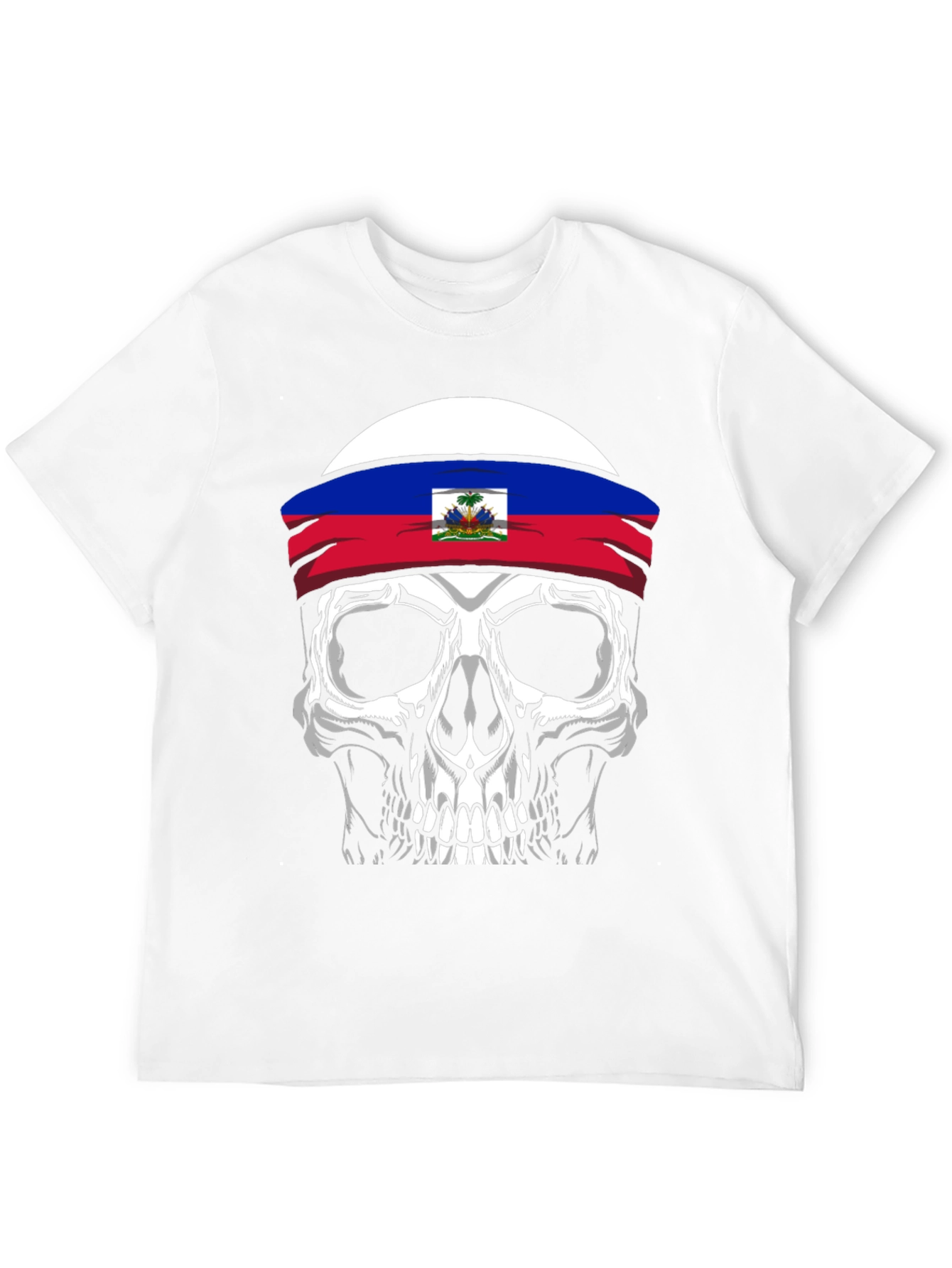 Haiti Flag Skull Graphic Tee - Mens Black T-Shirt