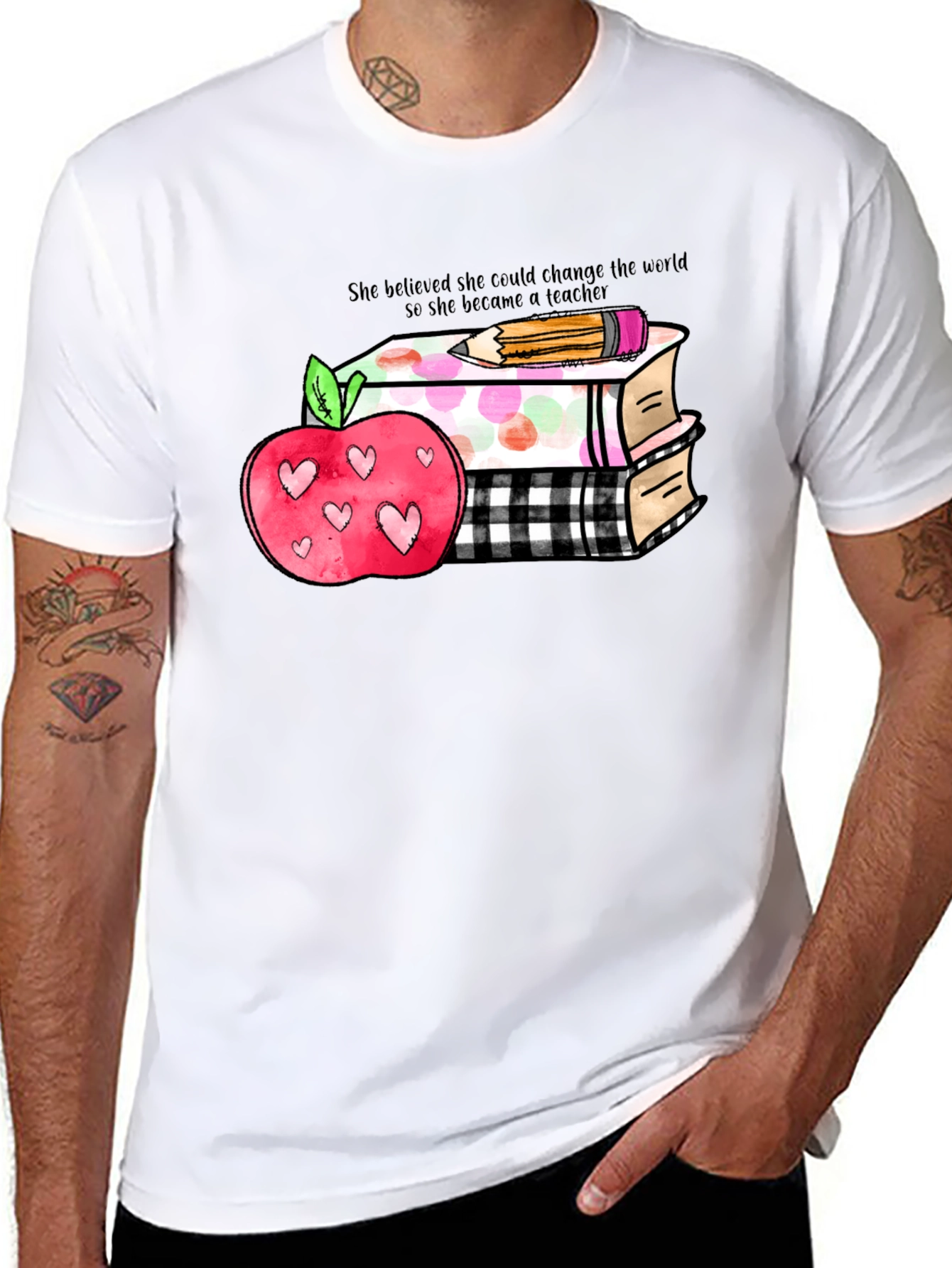 Teacher Apple Books T-Shirt
