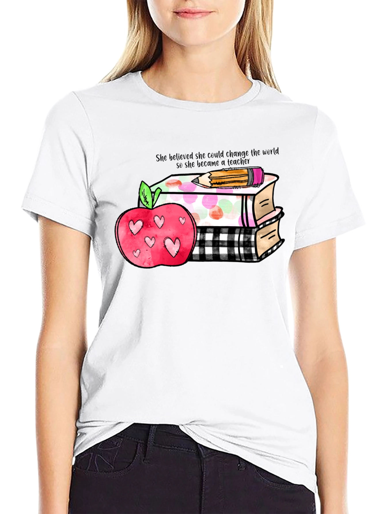 Teacher Apple Books T-Shirt