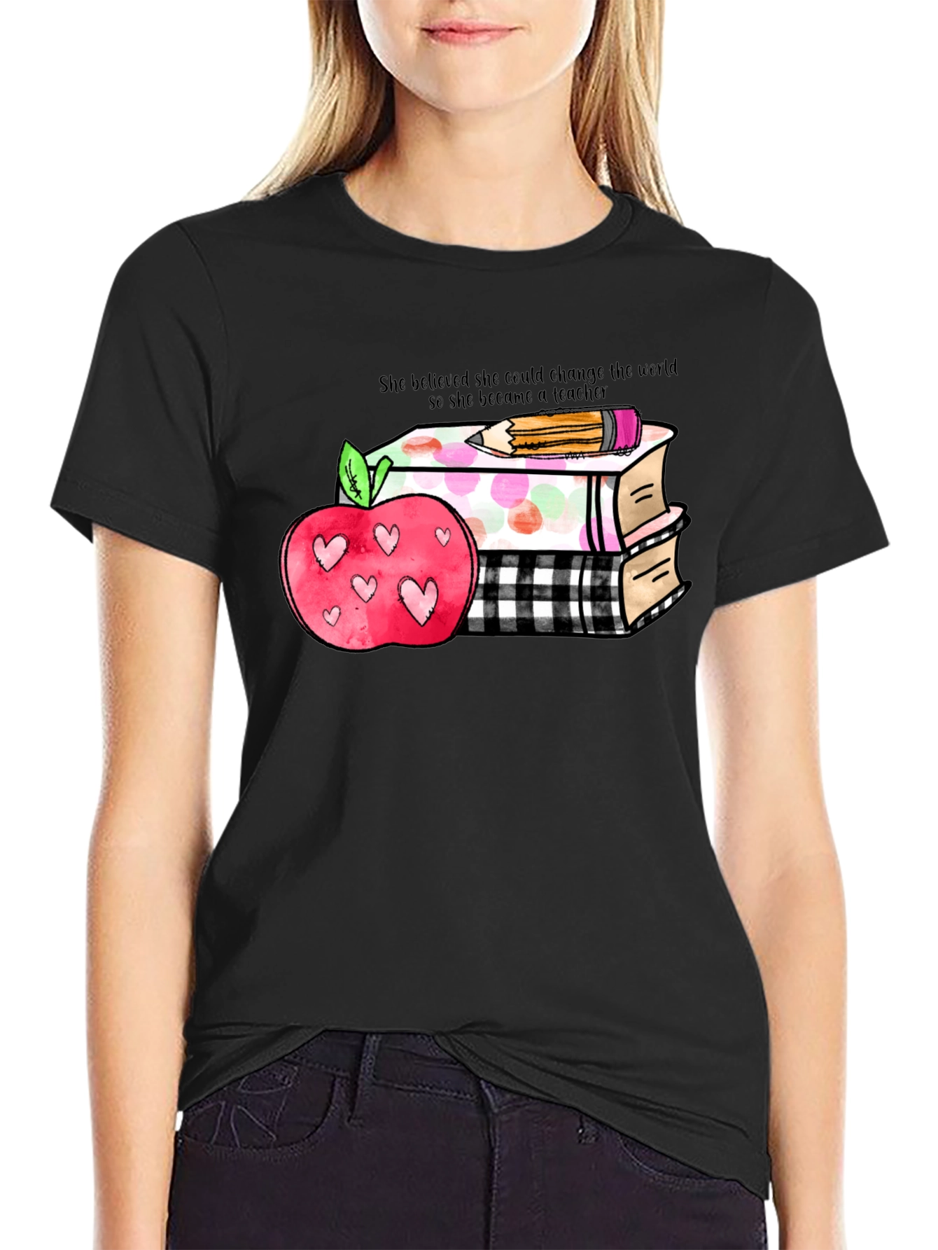 Teacher Apple Books T-Shirt