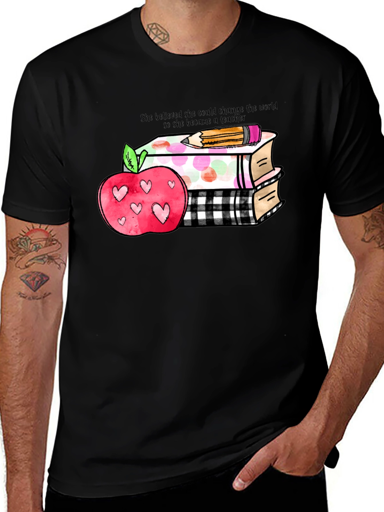 Teacher Apple Books T-Shirt