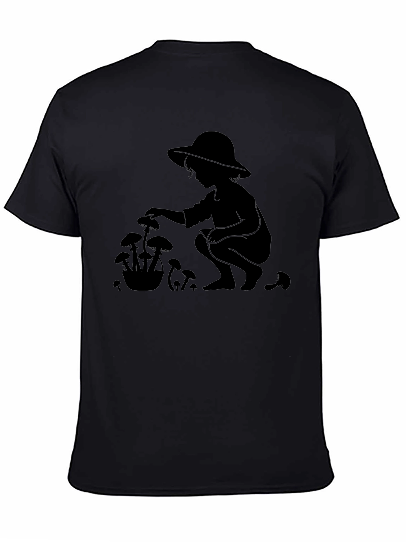Mushroom Picker Graphic Tee - Black Cotton T-Shirt