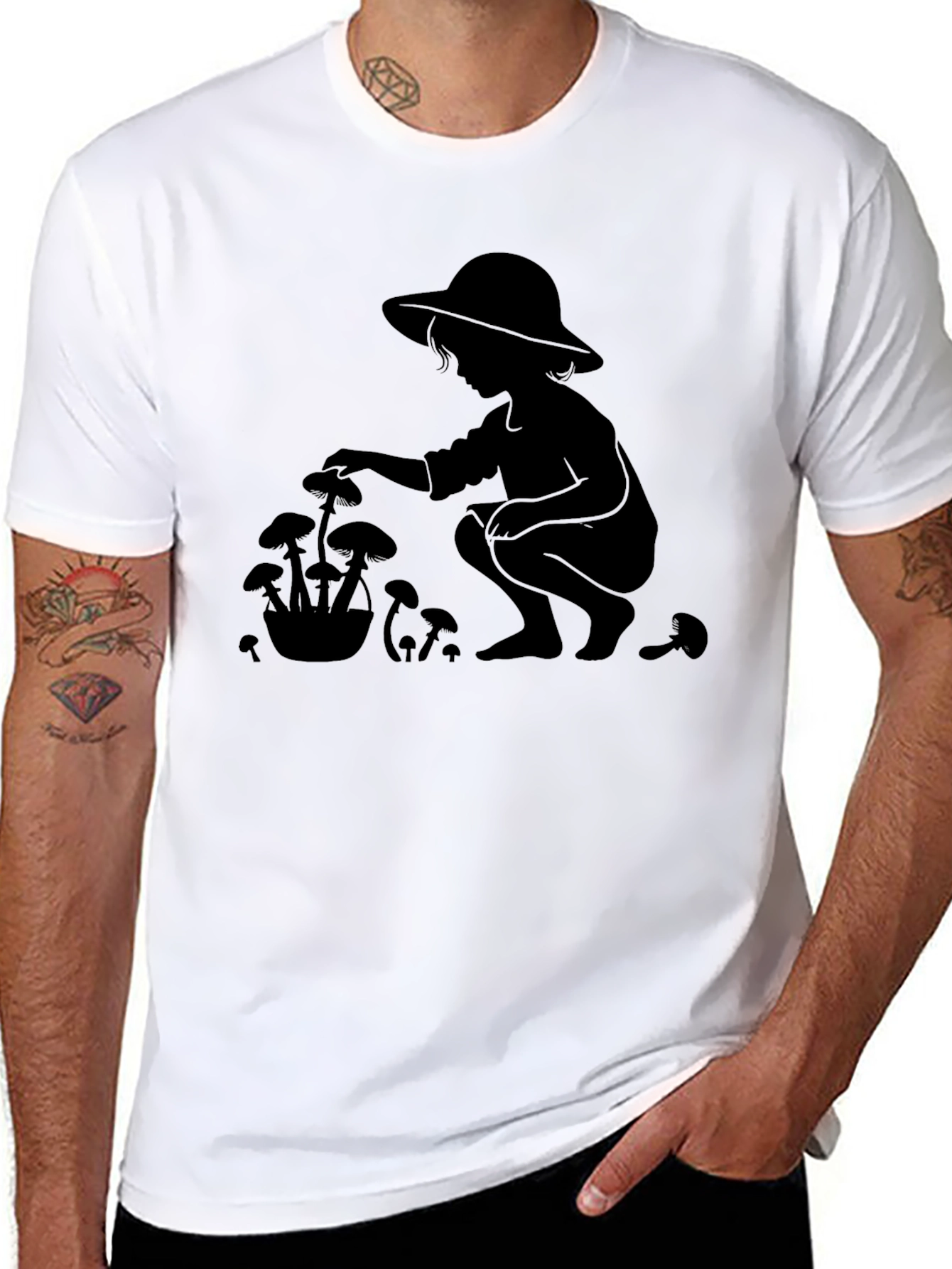 Mushroom Picker Graphic Tee - Black Cotton T-Shirt